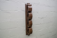 Stitched Adnet Attributed Wall Leather Newspaper Holder, France, 1960s