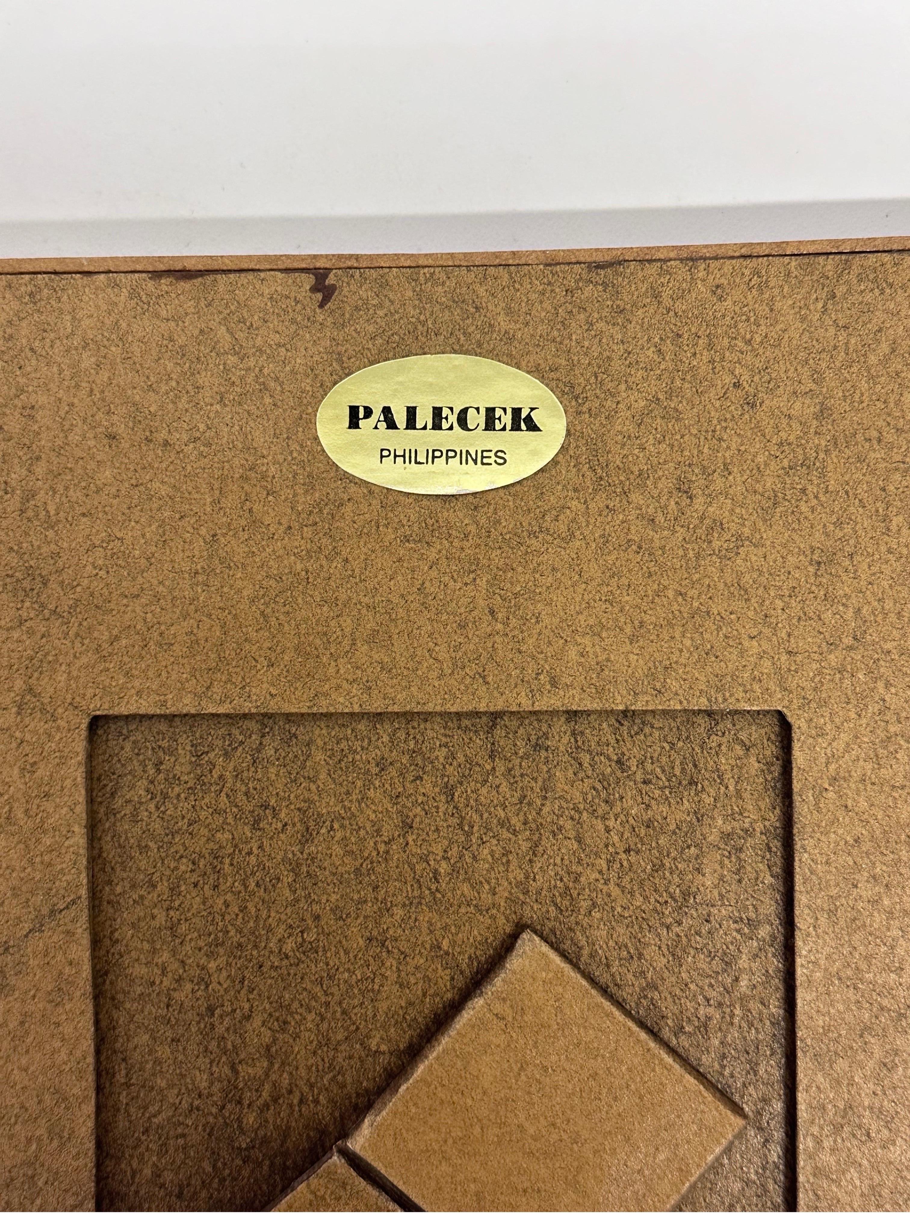Stitched and Embossed Leather Photo Frame by Palecek For Sale 3