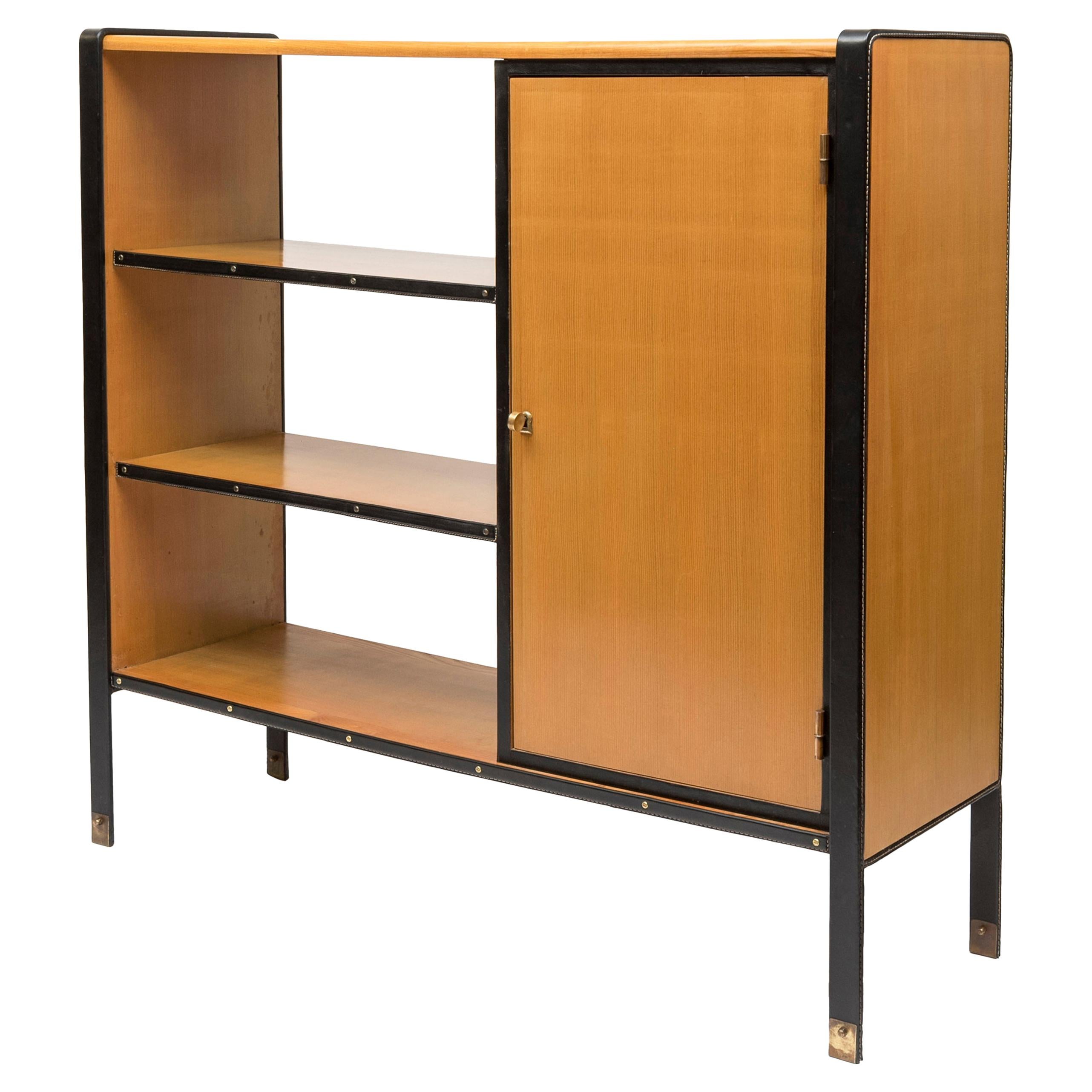 Stitched Leather Bookcase by Jacques Adnet