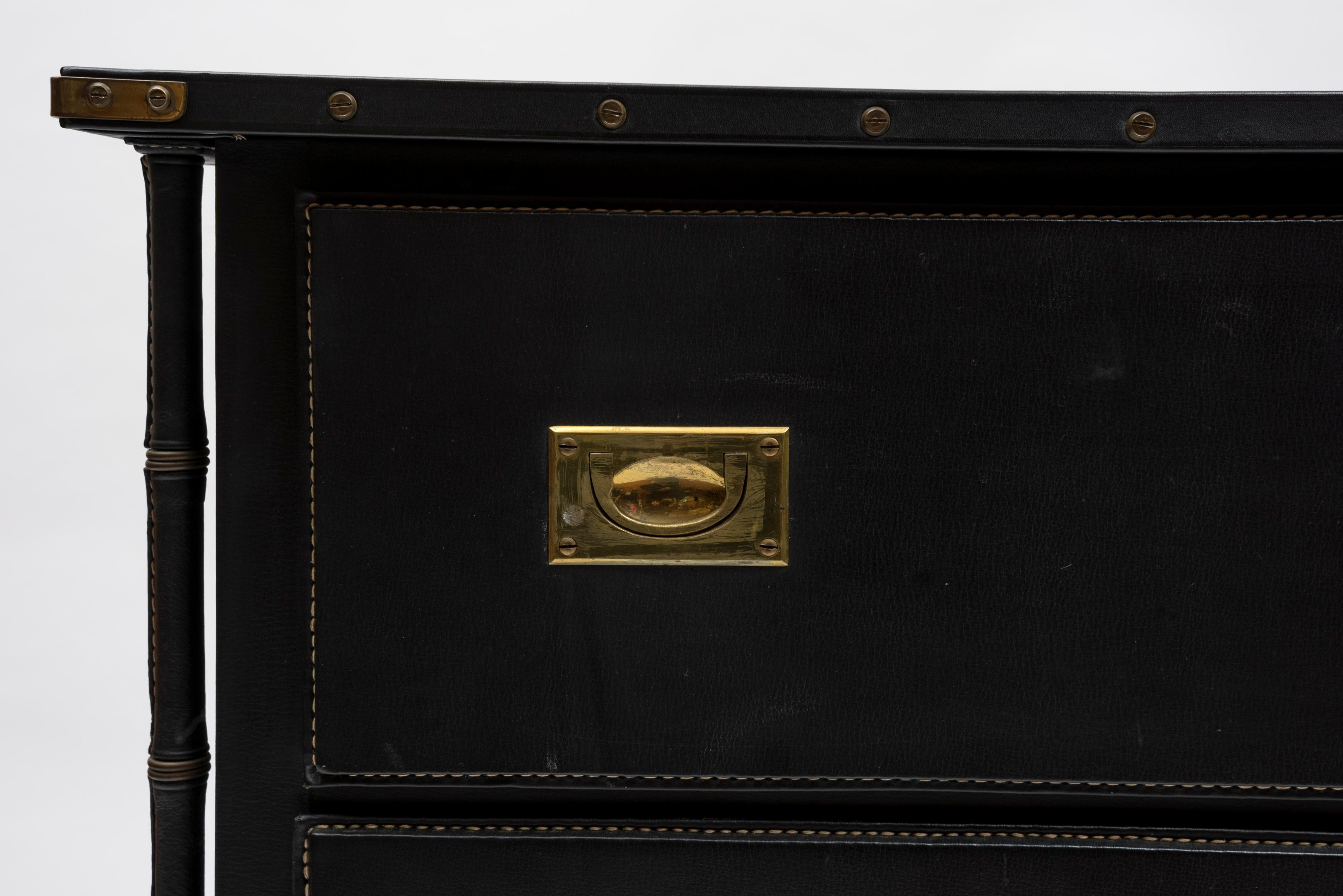 Stitched Leather Chest of Drawers by Jacques Adnet 2