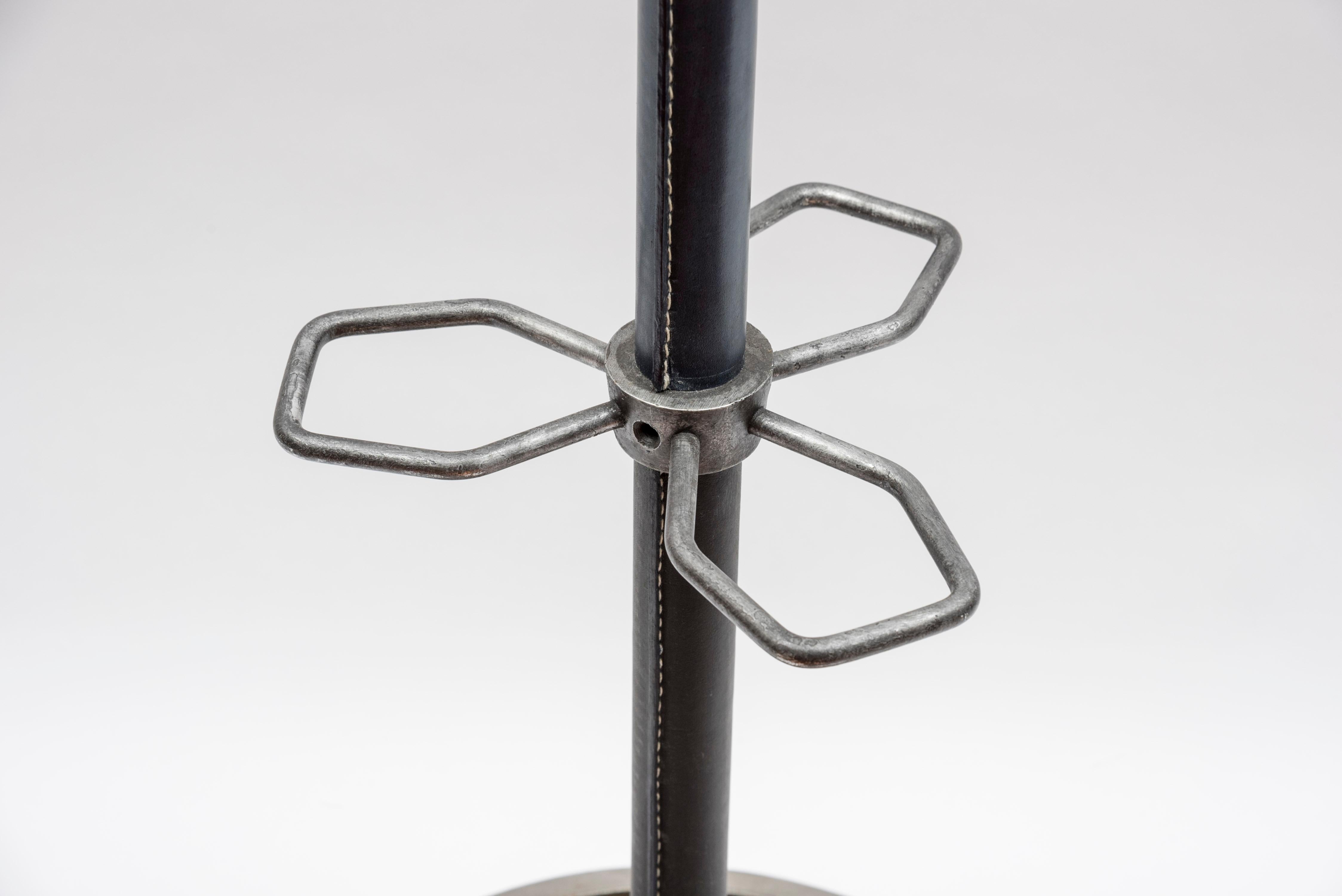 European Stitched Leather Coat Stand by Jacques Adnet For Sale