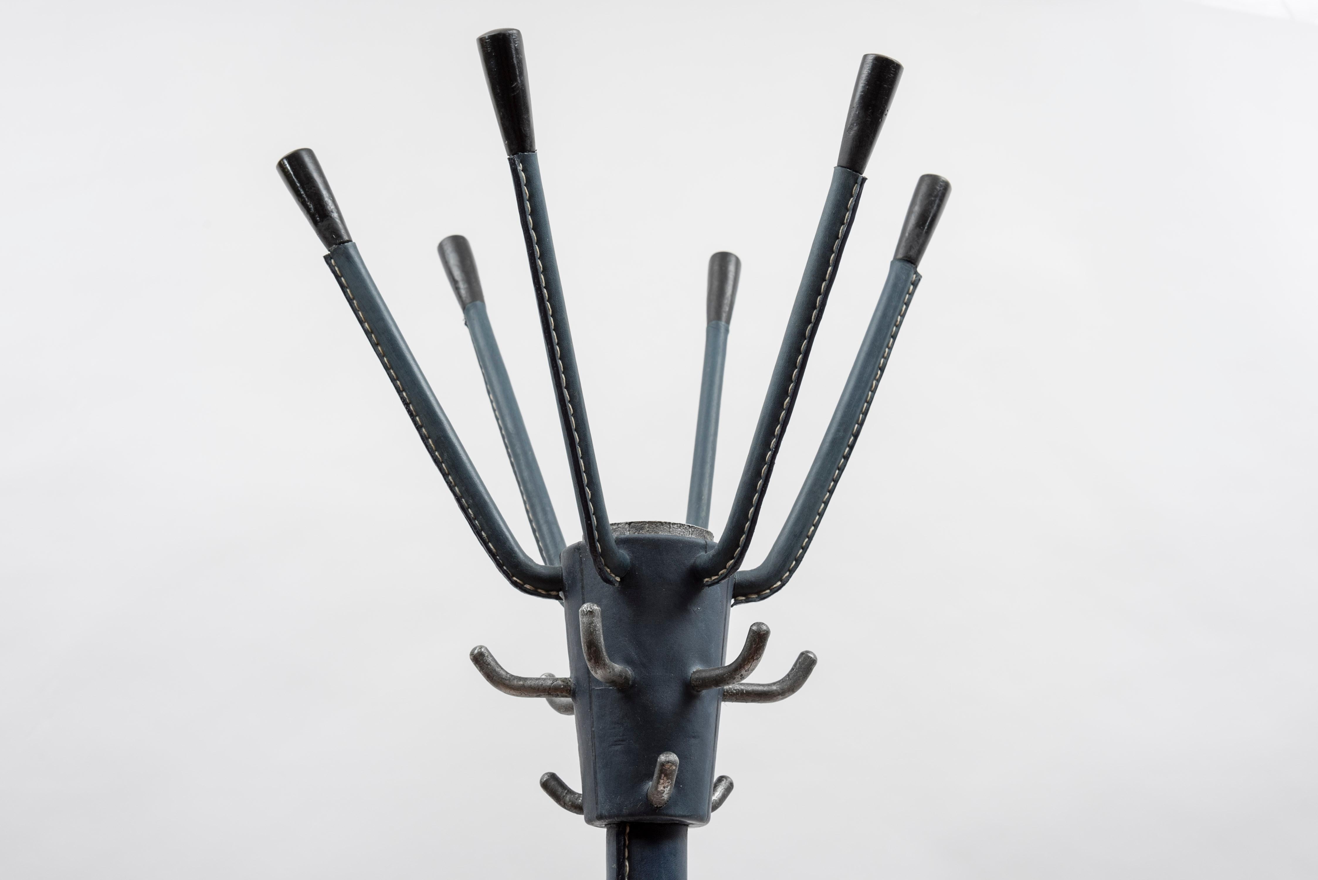 Mid-20th Century Stitched Leather Coat Stand by Jacques Adnet For Sale