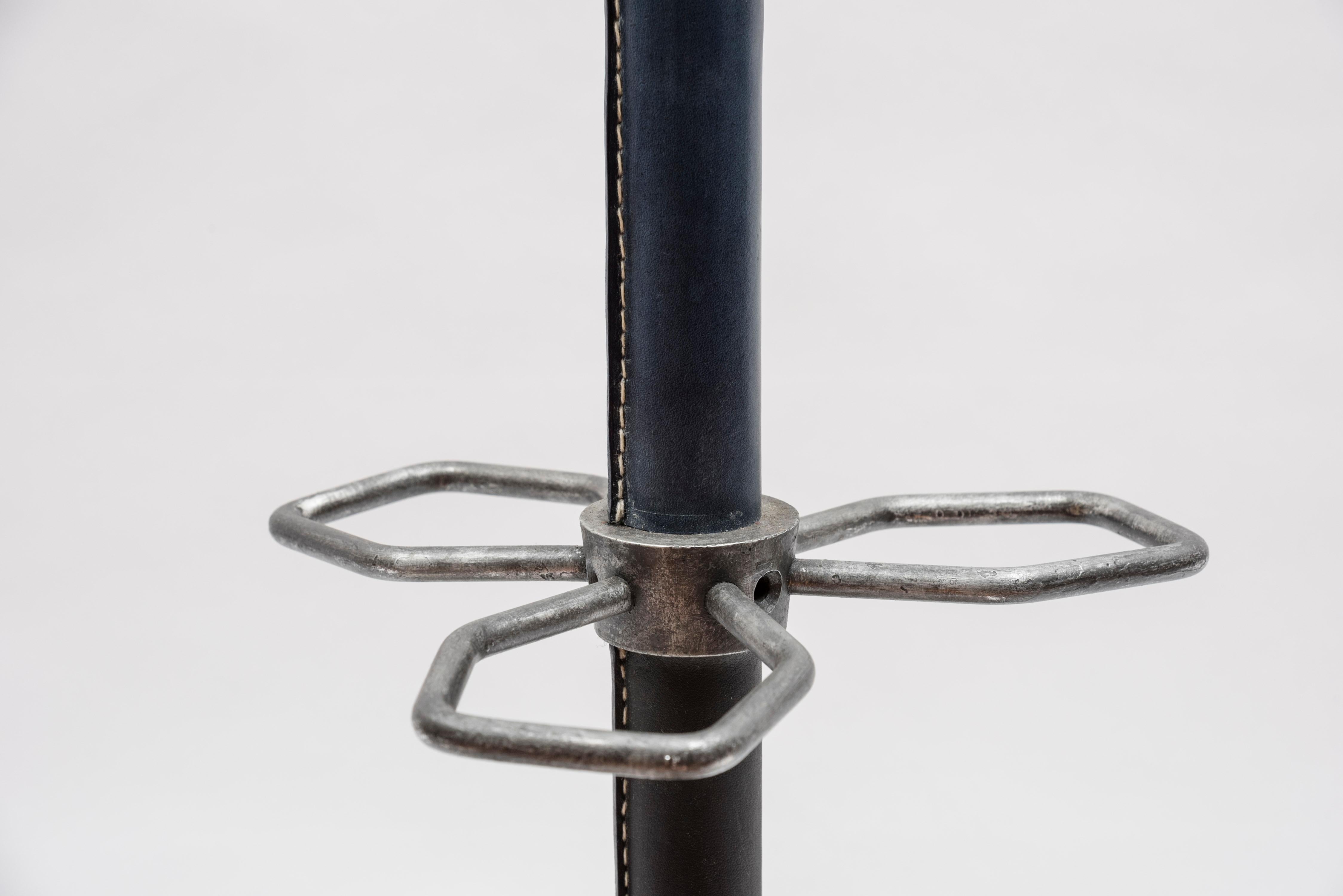 Stitched Leather Coat Stand by Jacques Adnet For Sale 1