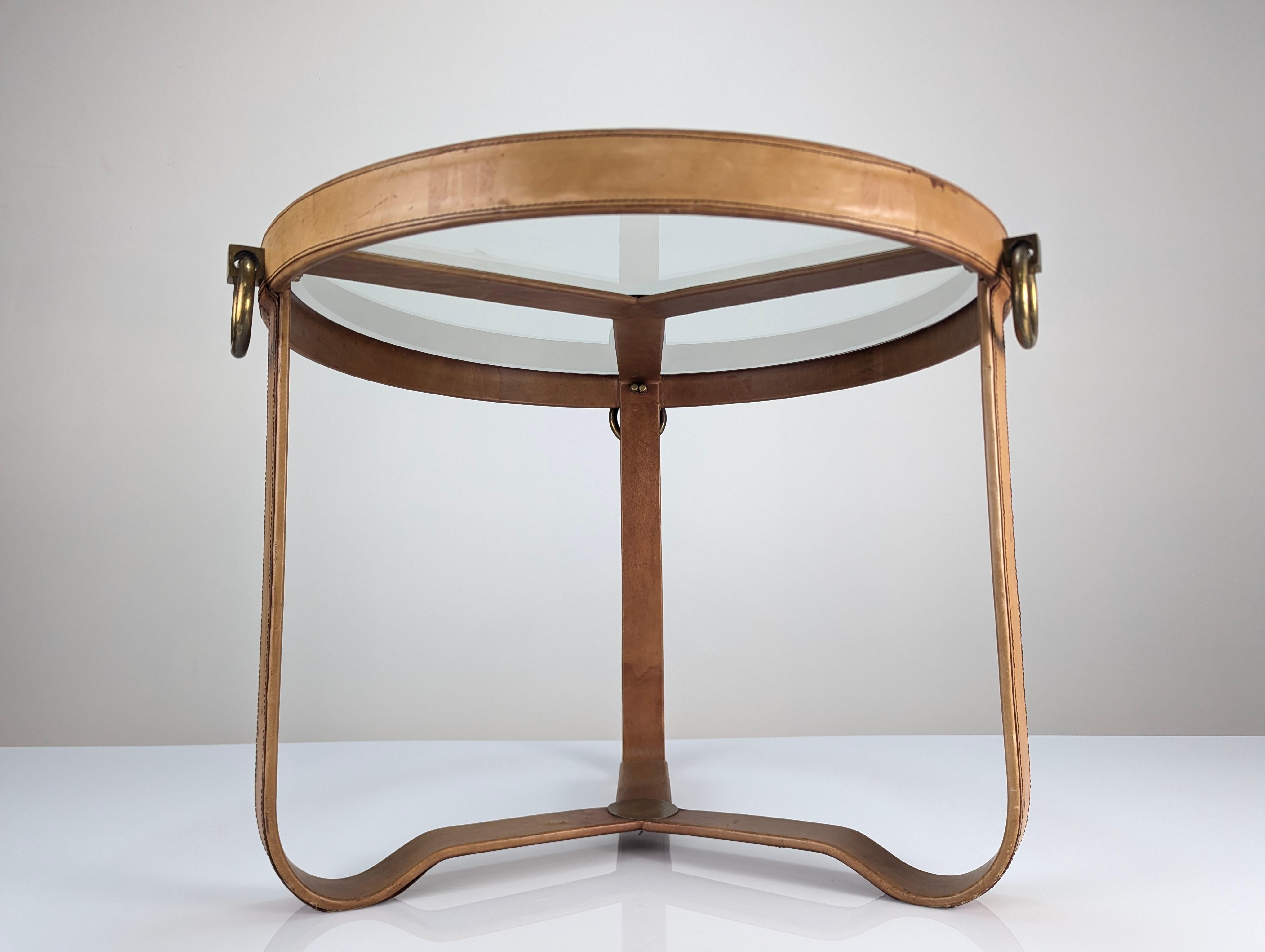 Mid-Century Modern Table basse cousue dans le style de Jacques Adnet en vente