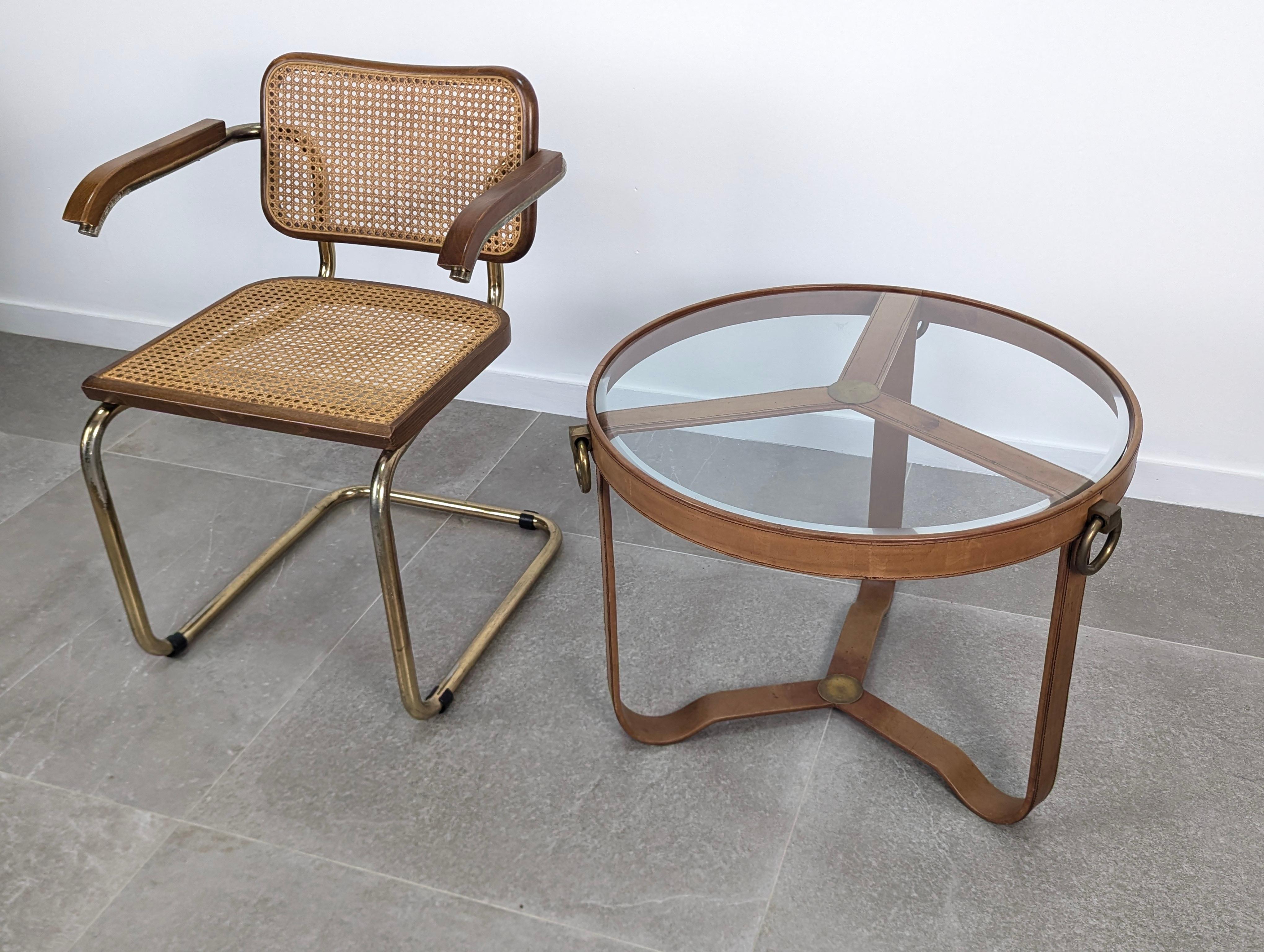 Européen Table basse cousue dans le style de Jacques Adnet en vente