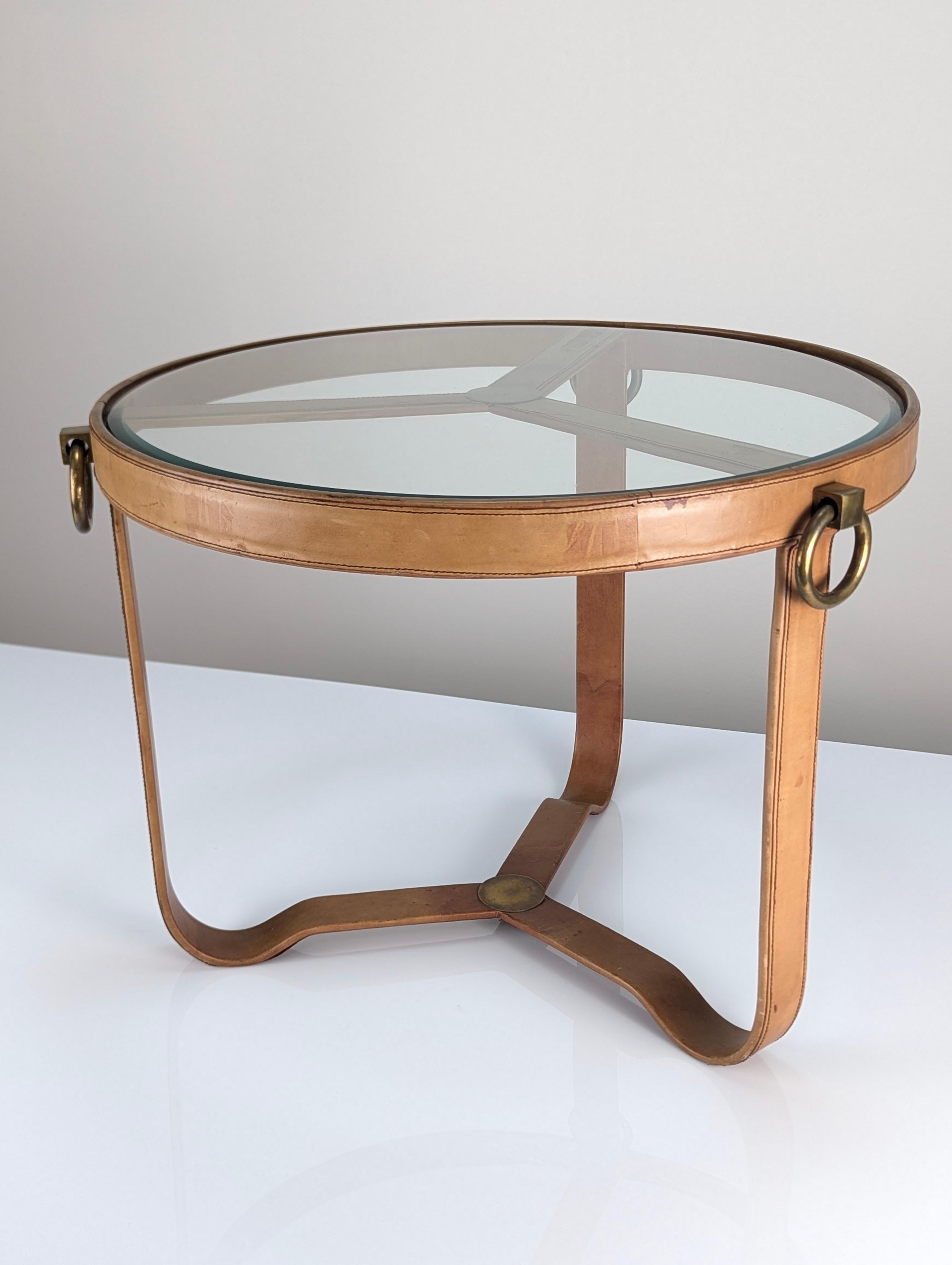 Fin du 20e siècle Table basse cousue dans le style de Jacques Adnet en vente