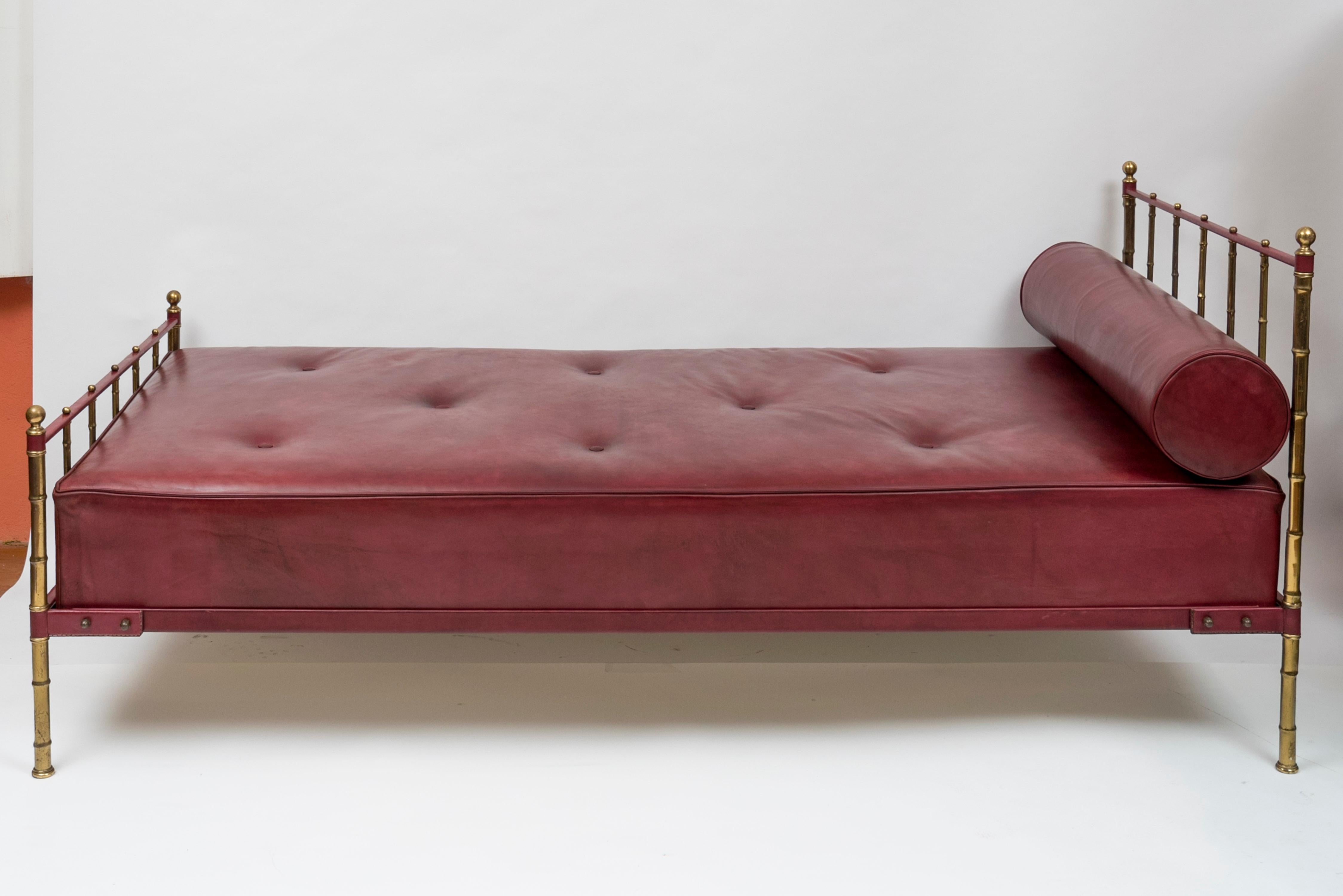 Stitched leather daybed by Jacques Adnet
1950s
France.