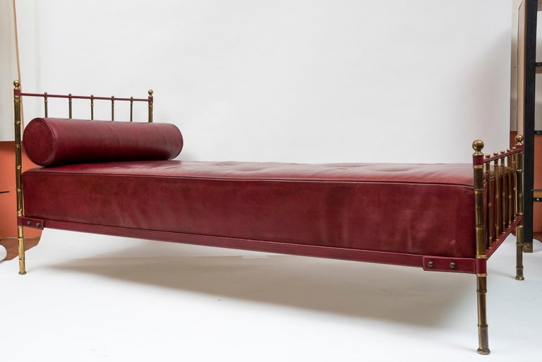 French Stitched Leather Daybed by Jacques Adnet For Sale