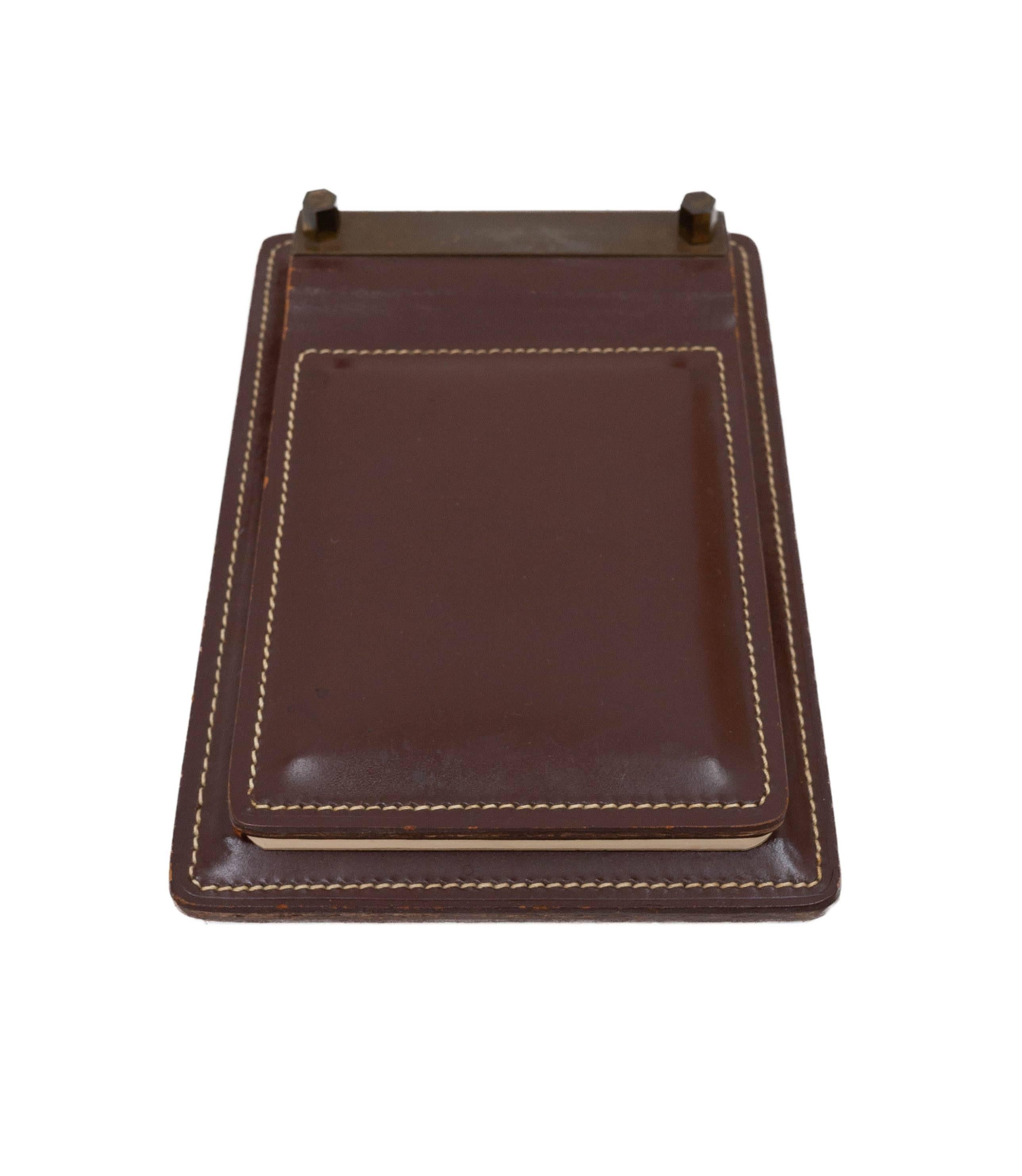 Stitched Leather Desk Set, France, 1960s 1