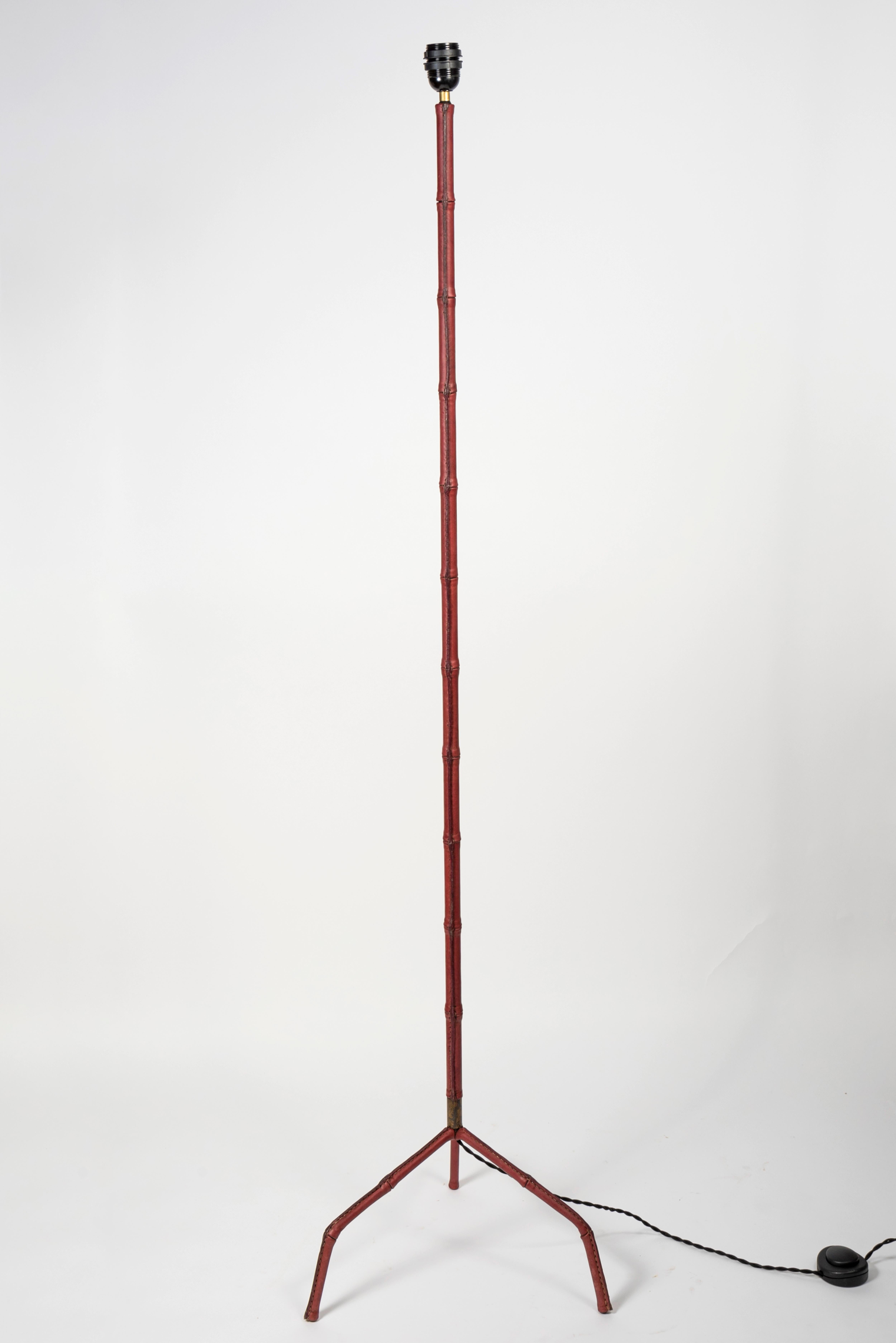 1950s stitched leather floor lamp
Dimensions given without shade
No shade provided.
 