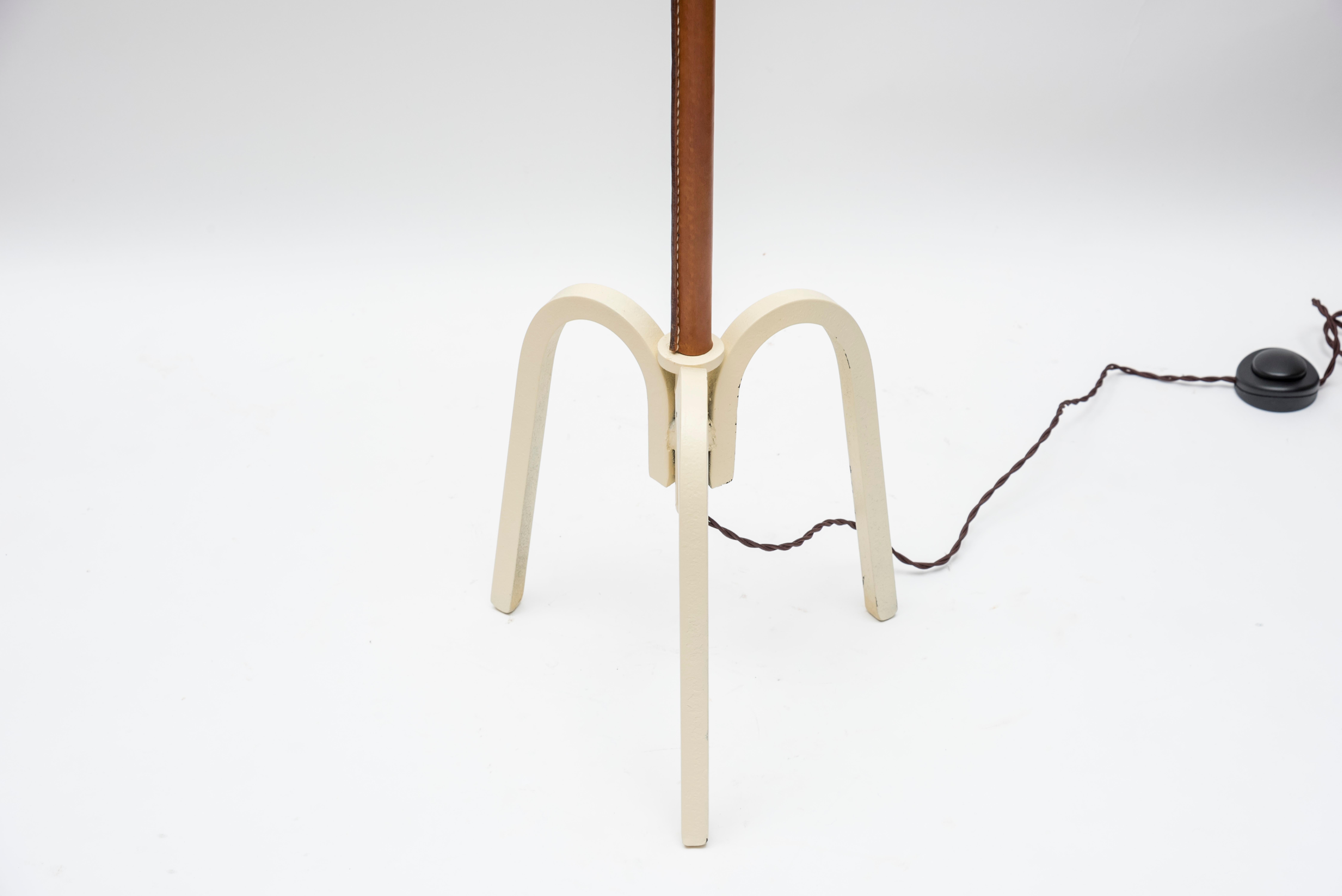 Stitched Leather floor lamp by Jacques Adnet
Dimensions given without shade
No shade provided.