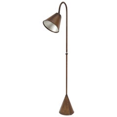 Stitched Leather Floor Lamp Jacques Adnet