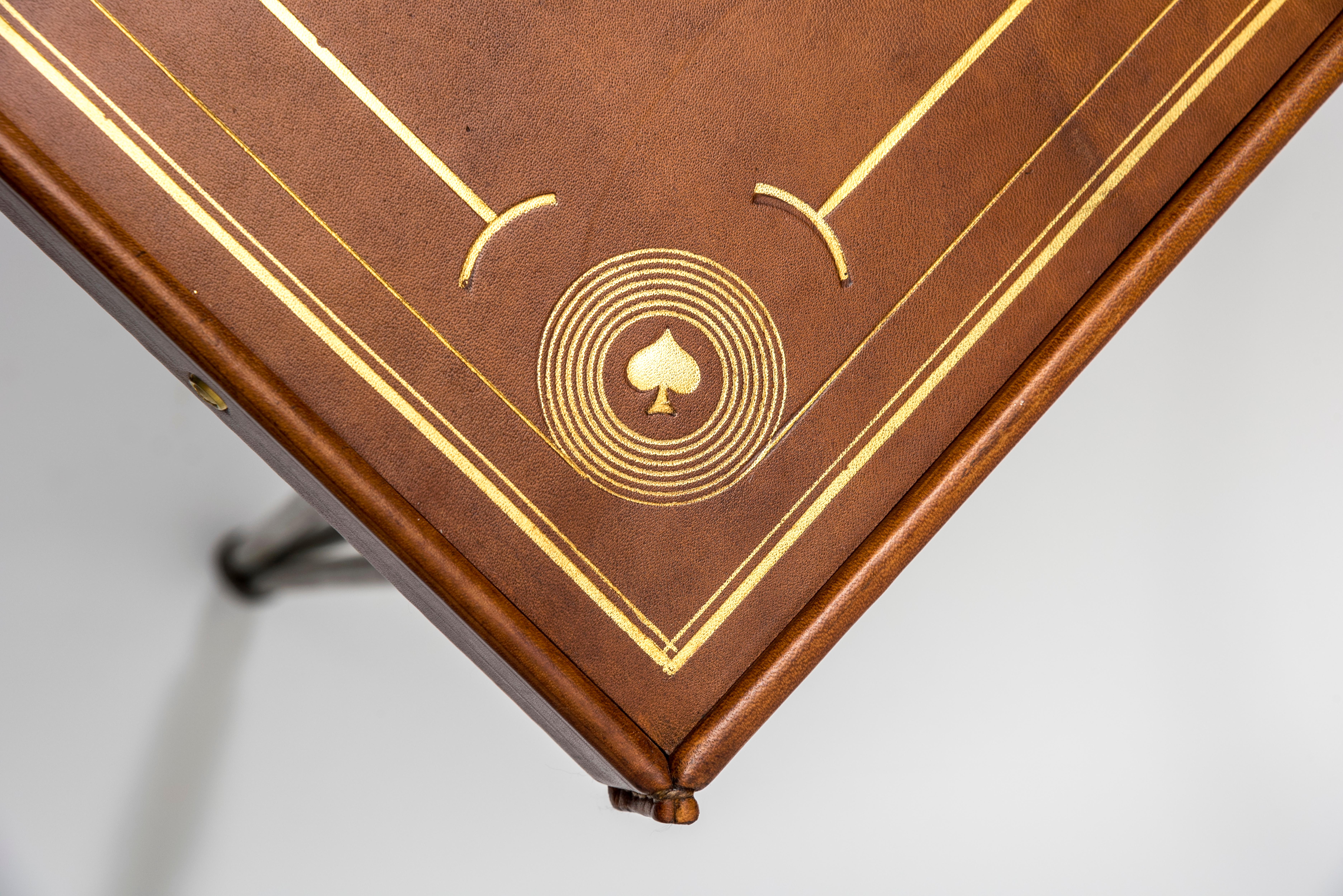 Stitched Leather Game Table by Jacques Adnet 1