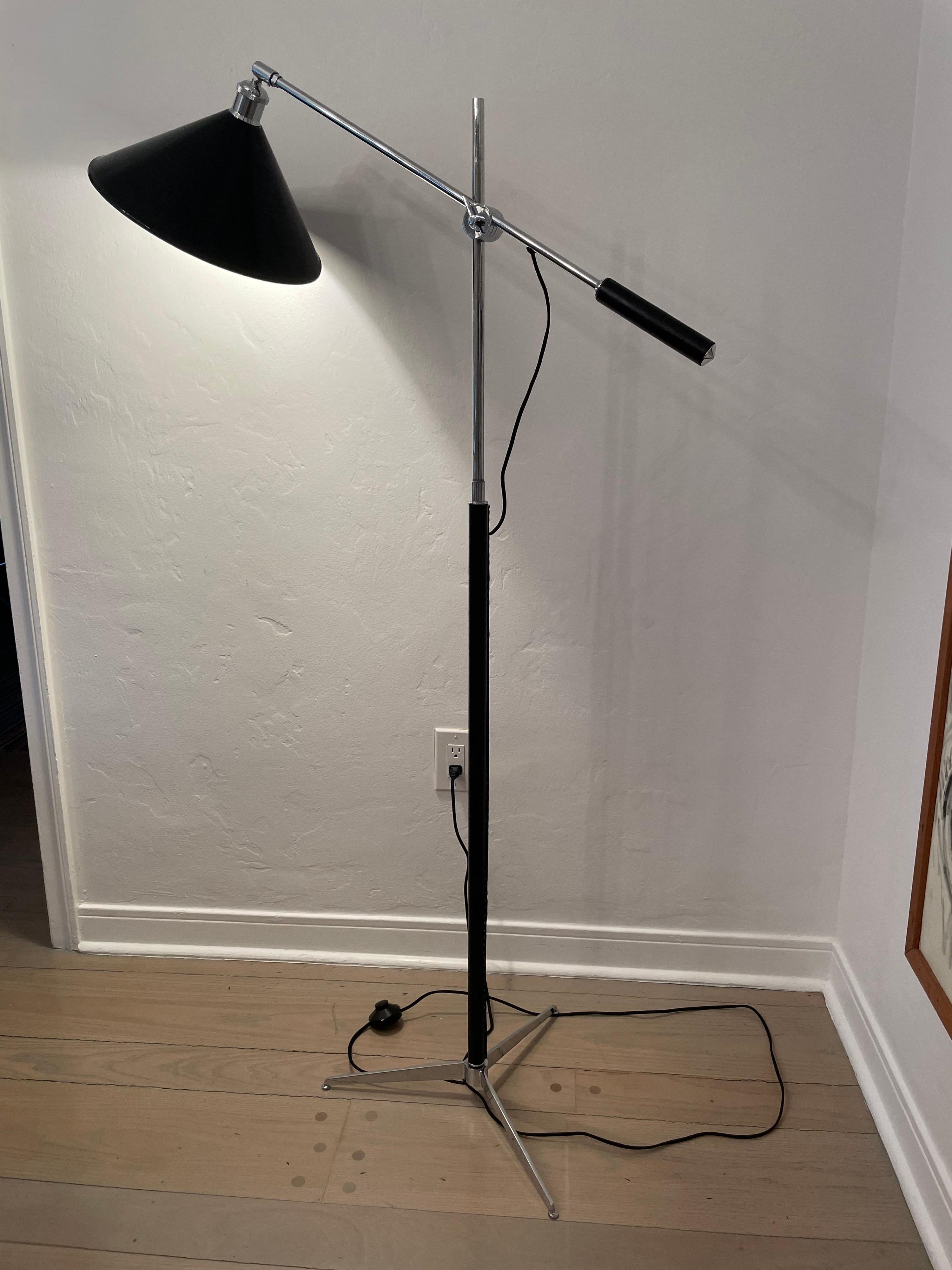 Stitched Leather Italian Floor Lamp For Sale 6