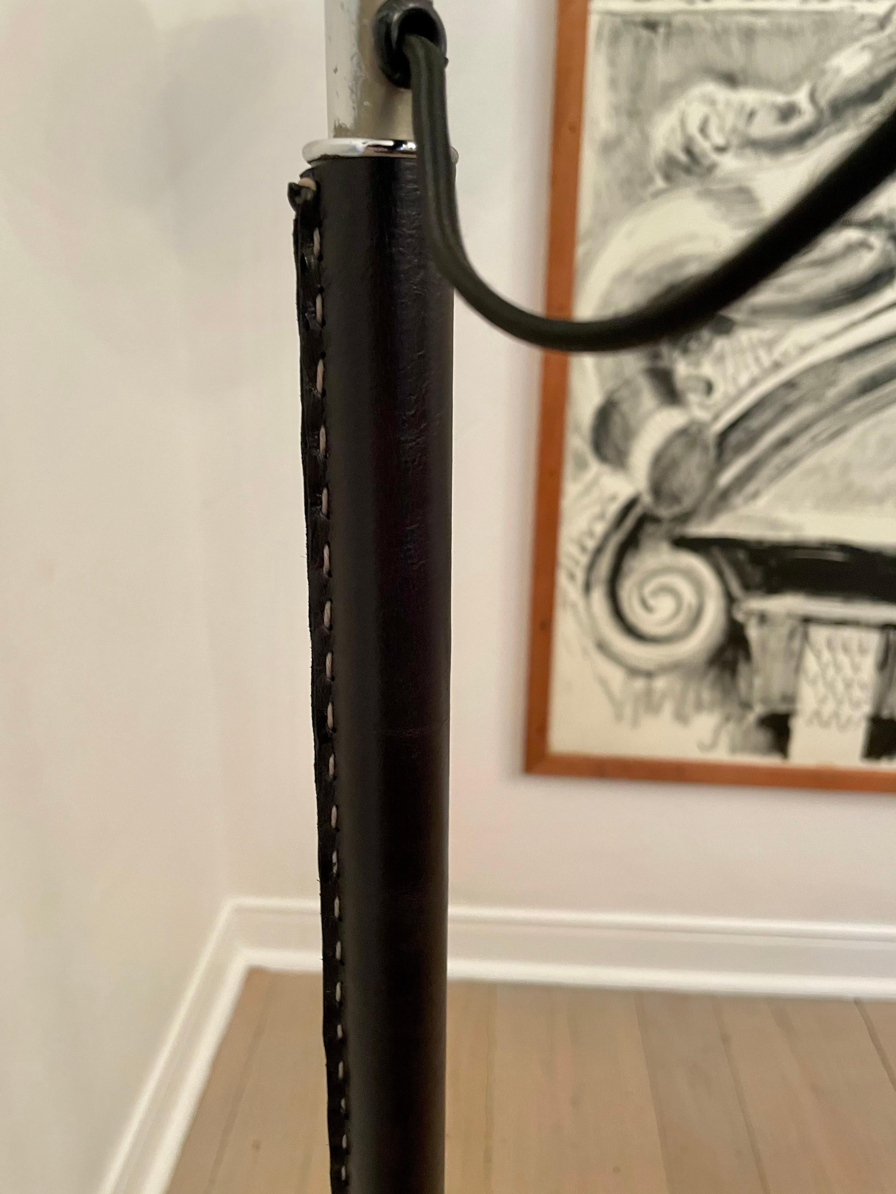 Stitched Leather Italian Floor Lamp In Good Condition For Sale In East Hampton, NY