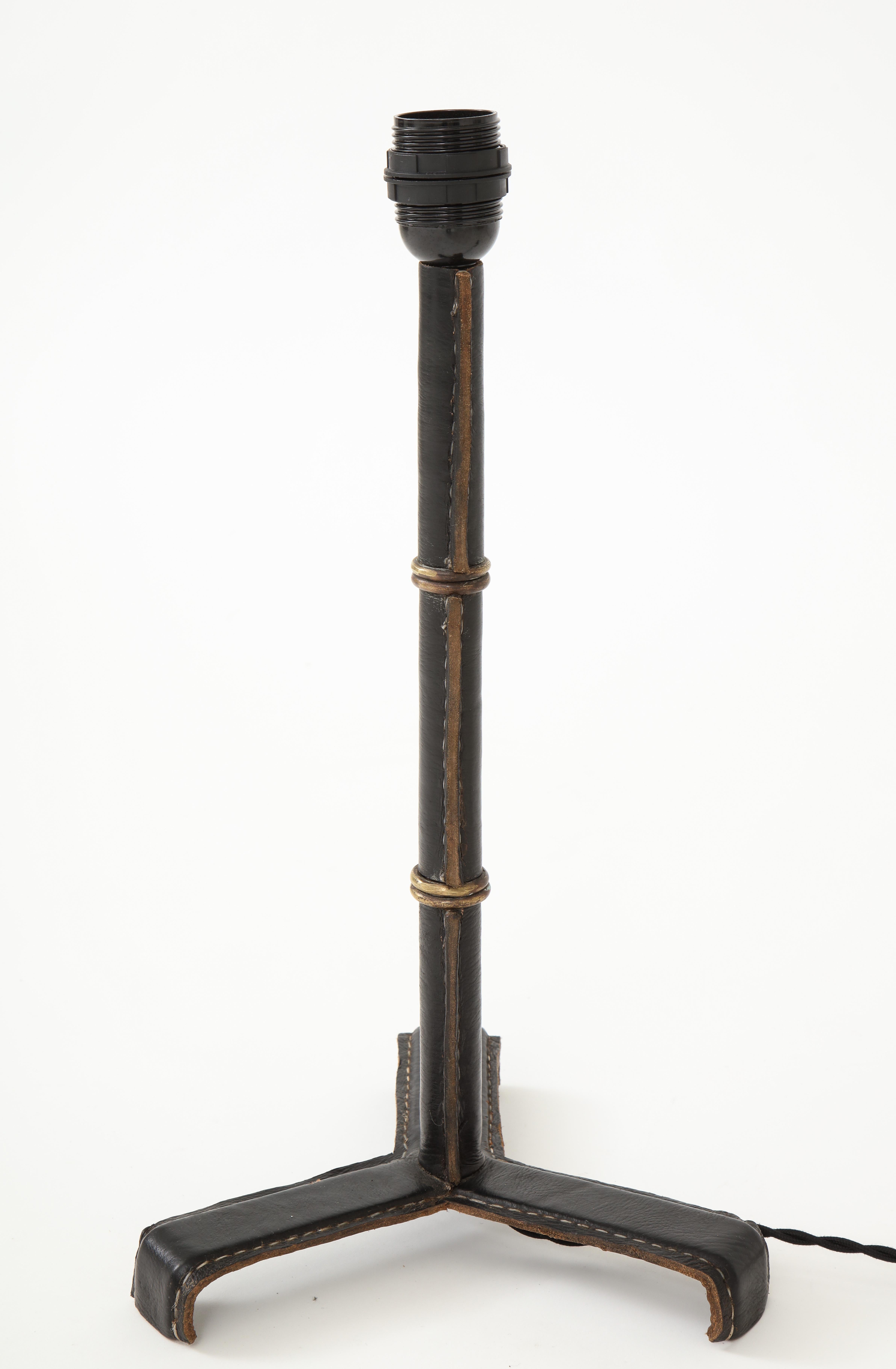 Stitched Leather Lamp by Jacques Adnet 1