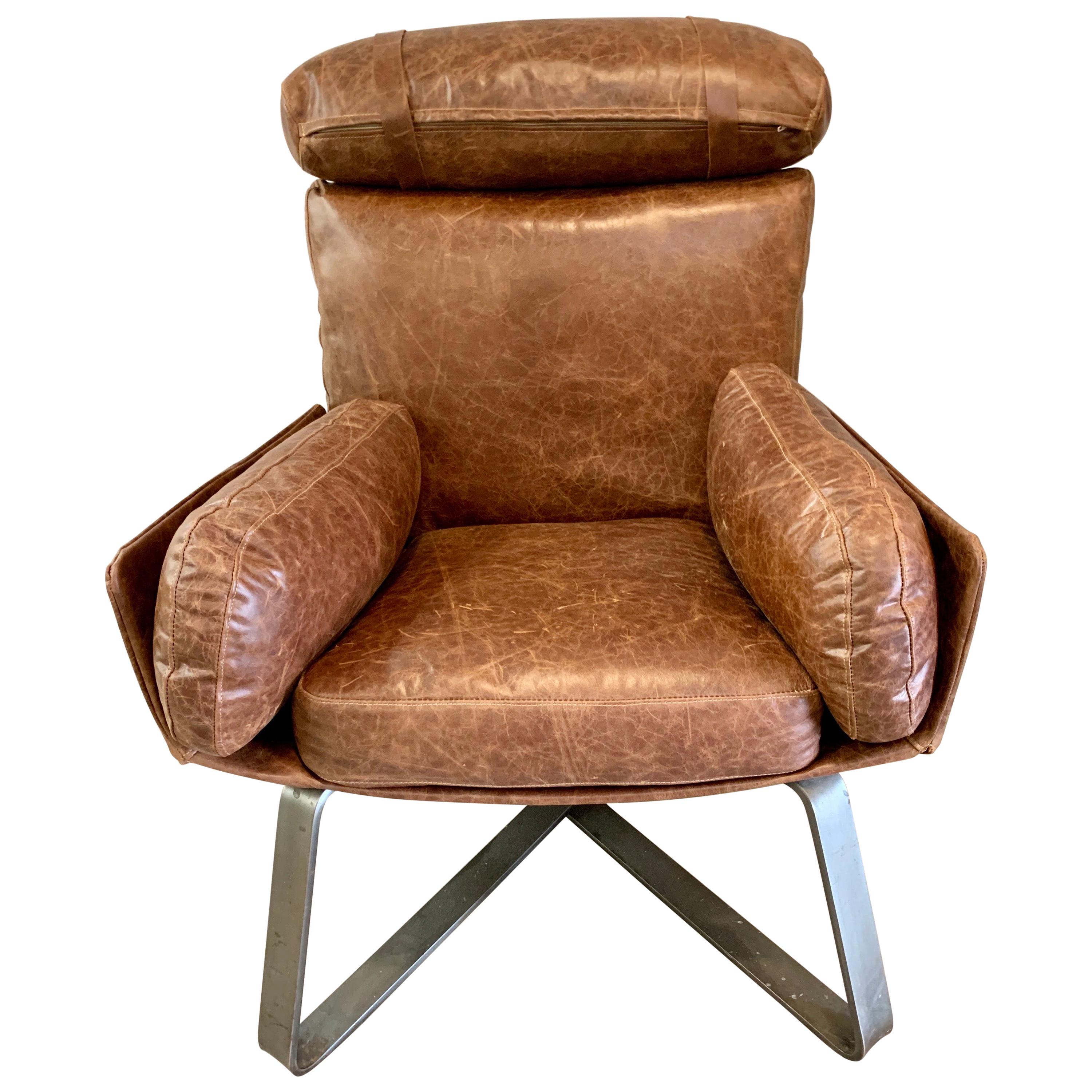 Stitched Leather Lounge Chair