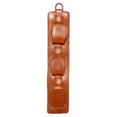 Stitched Leather Magazine Holder Attributed to Jacques Adnet