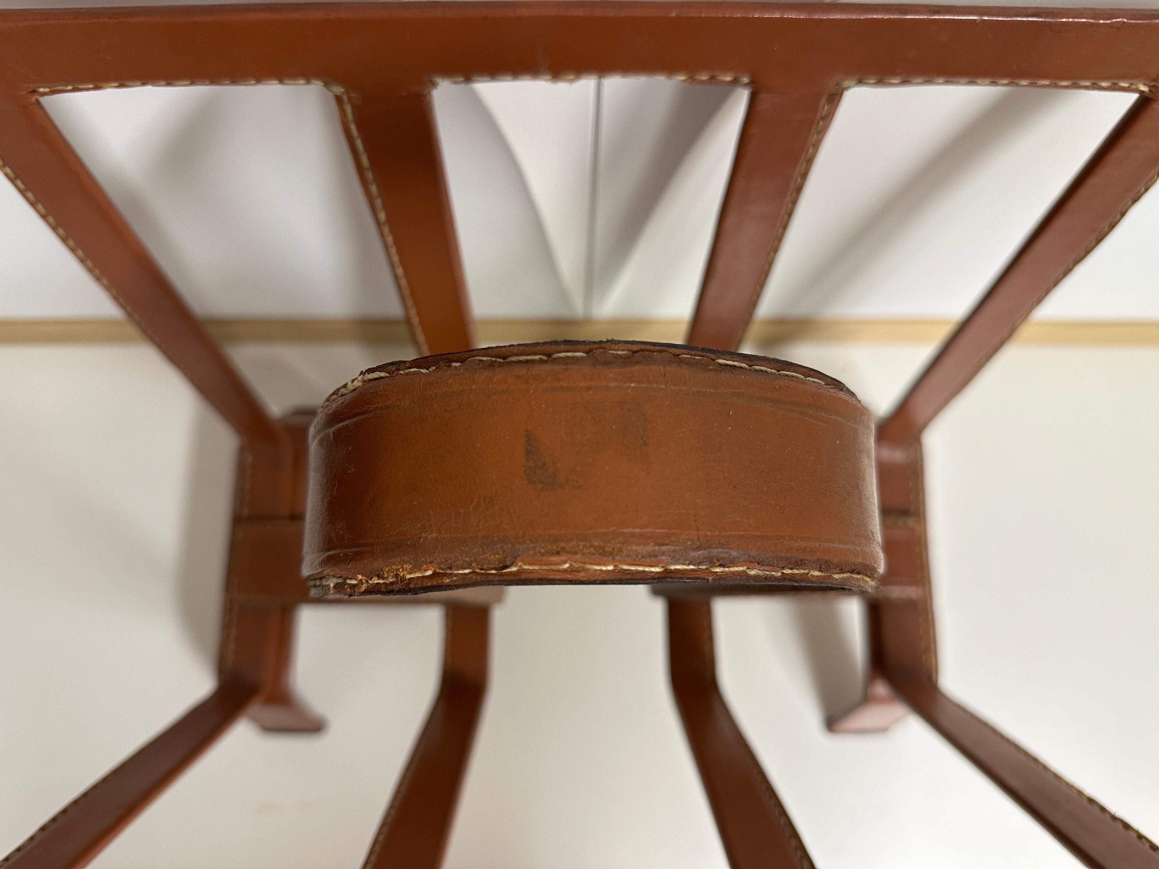 Stitched Leather Magazine Rack For Sale 5