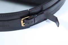 Stitched Leather Mirror by Jacques Adnet