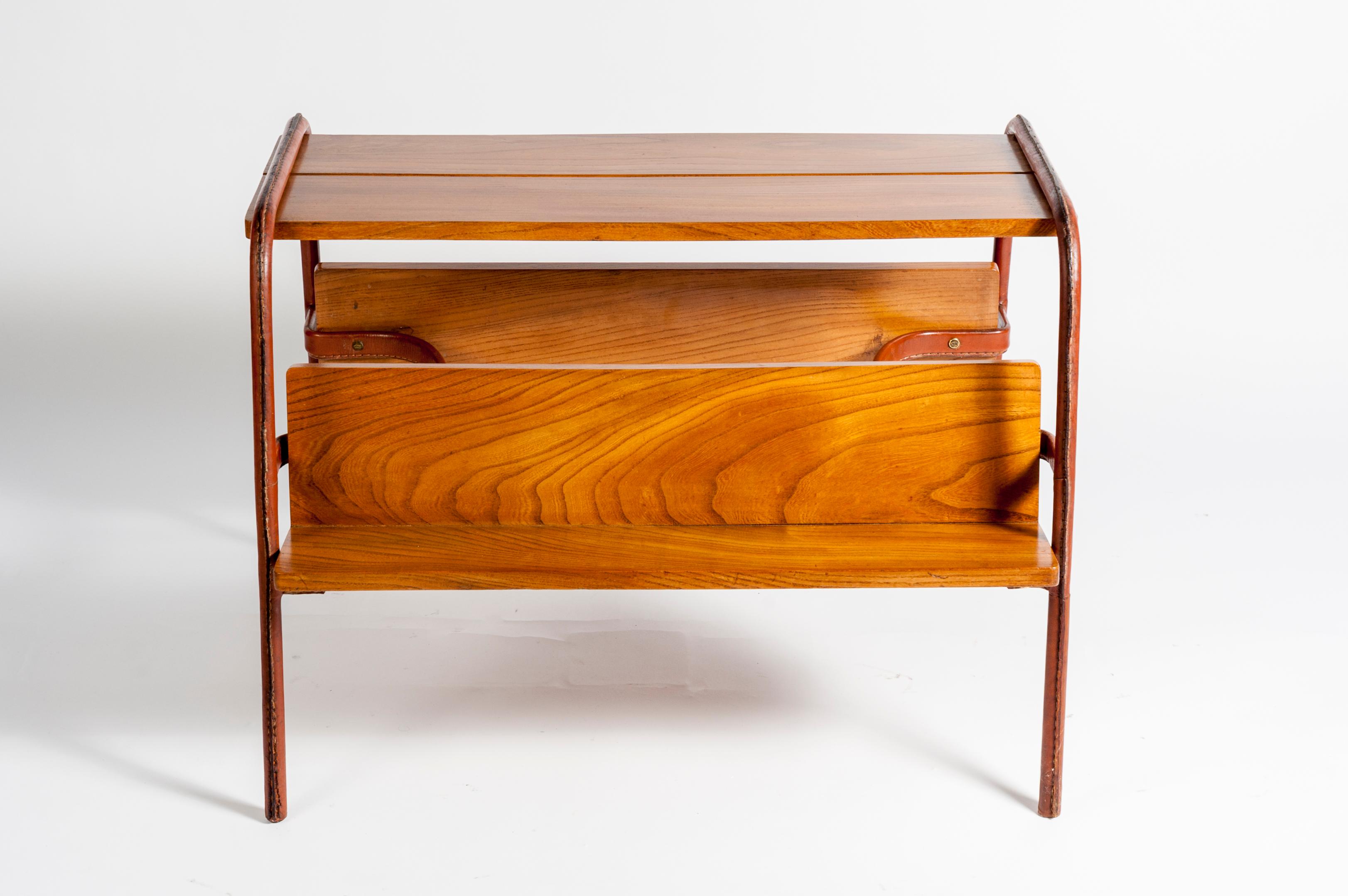 Stitched Leather Table by Jacques Adnet 1