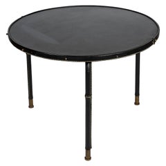 Stitched Leather Table by Jacques Adnet