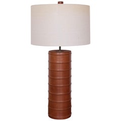 Stitched Leather Table Lamp, 1970s