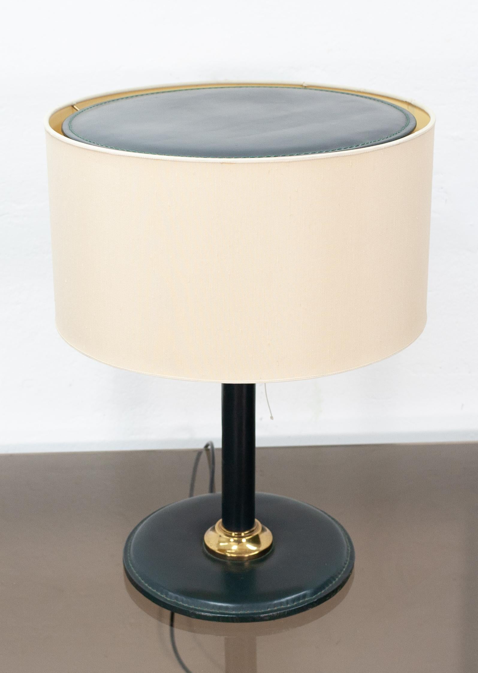Stitched Leather Table Lamp, Attributed to Jacques Adnet 2