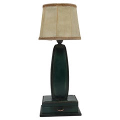 Vintage Stitched Leather Table Lamp by Jacques Adnet, France, 1950