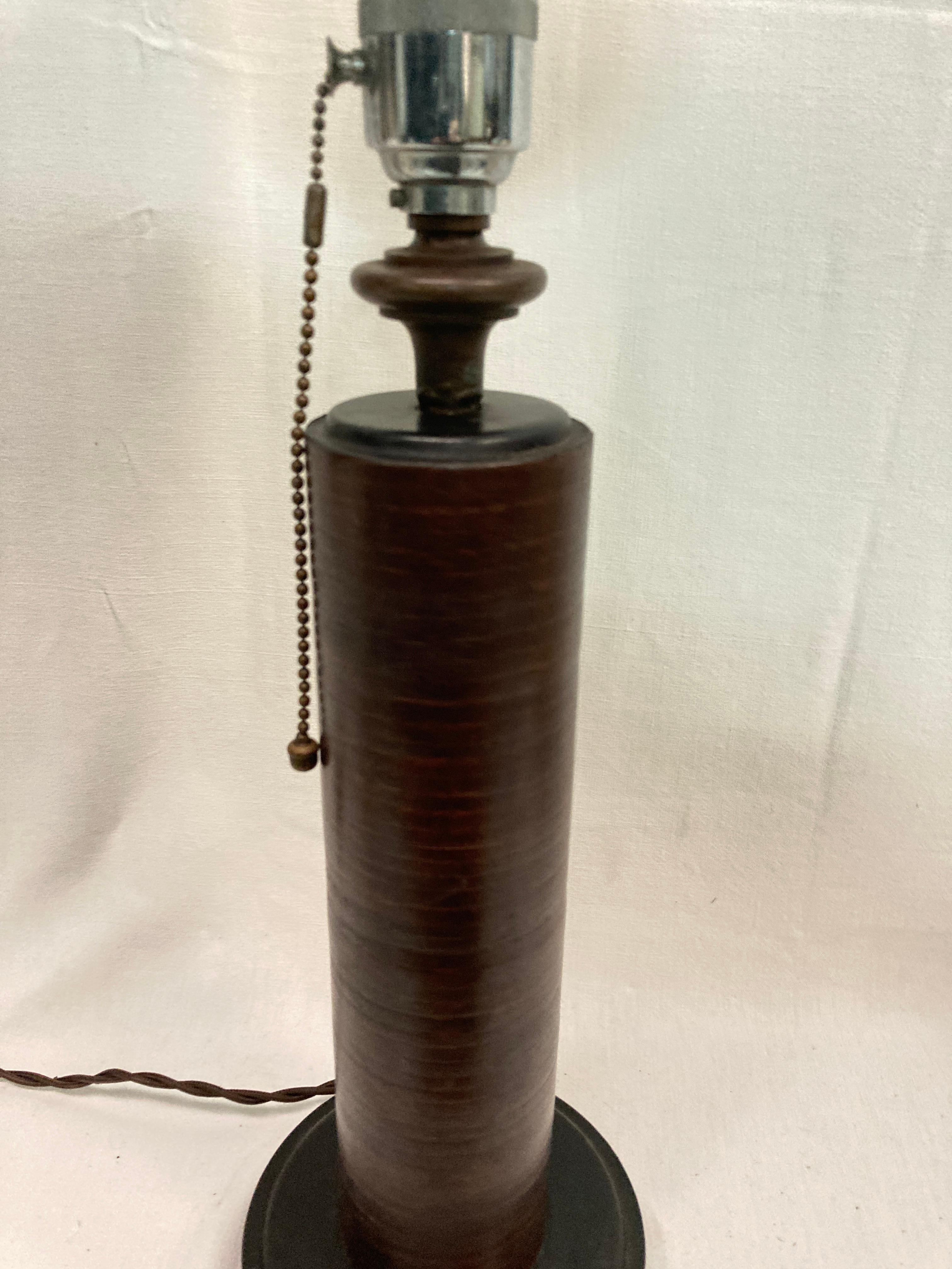 Leather Stitched leather table lamp by Paul Dupré-Lafon for Hermès For Sale