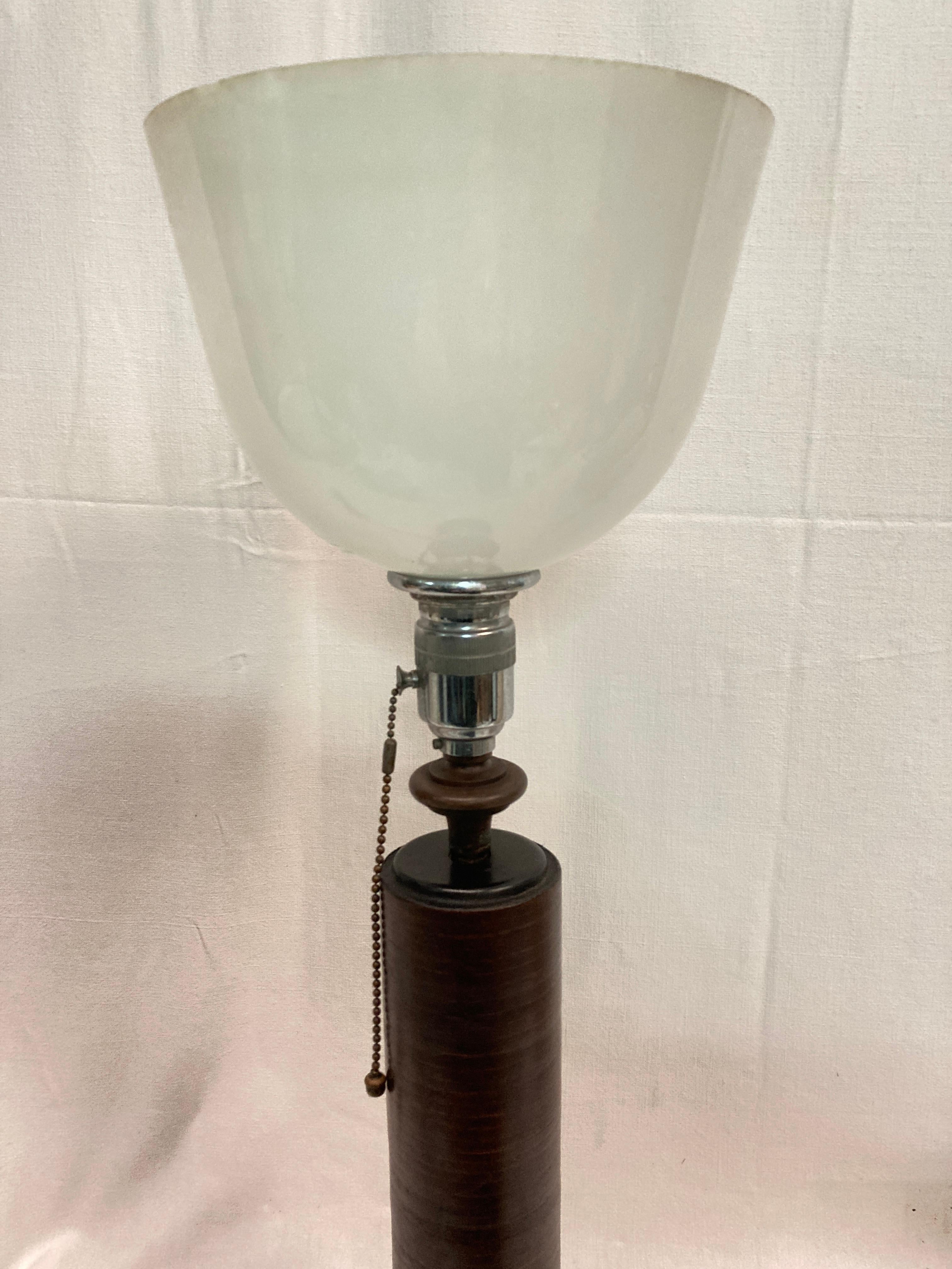 Stitched leather table lamp by Paul Dupré-Lafon for Hermès For Sale 1
