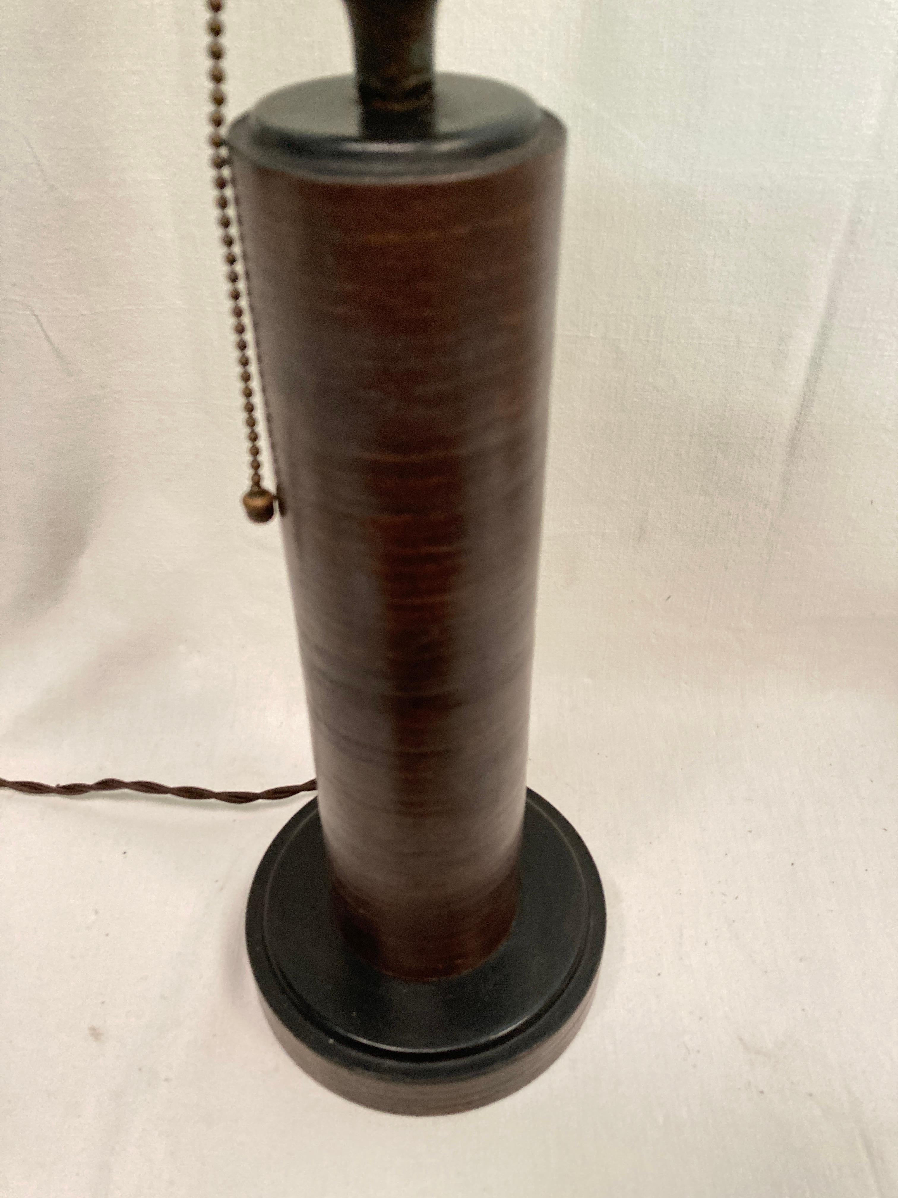 Stitched leather table lamp by Paul Dupré-Lafon for Hermès For Sale 2