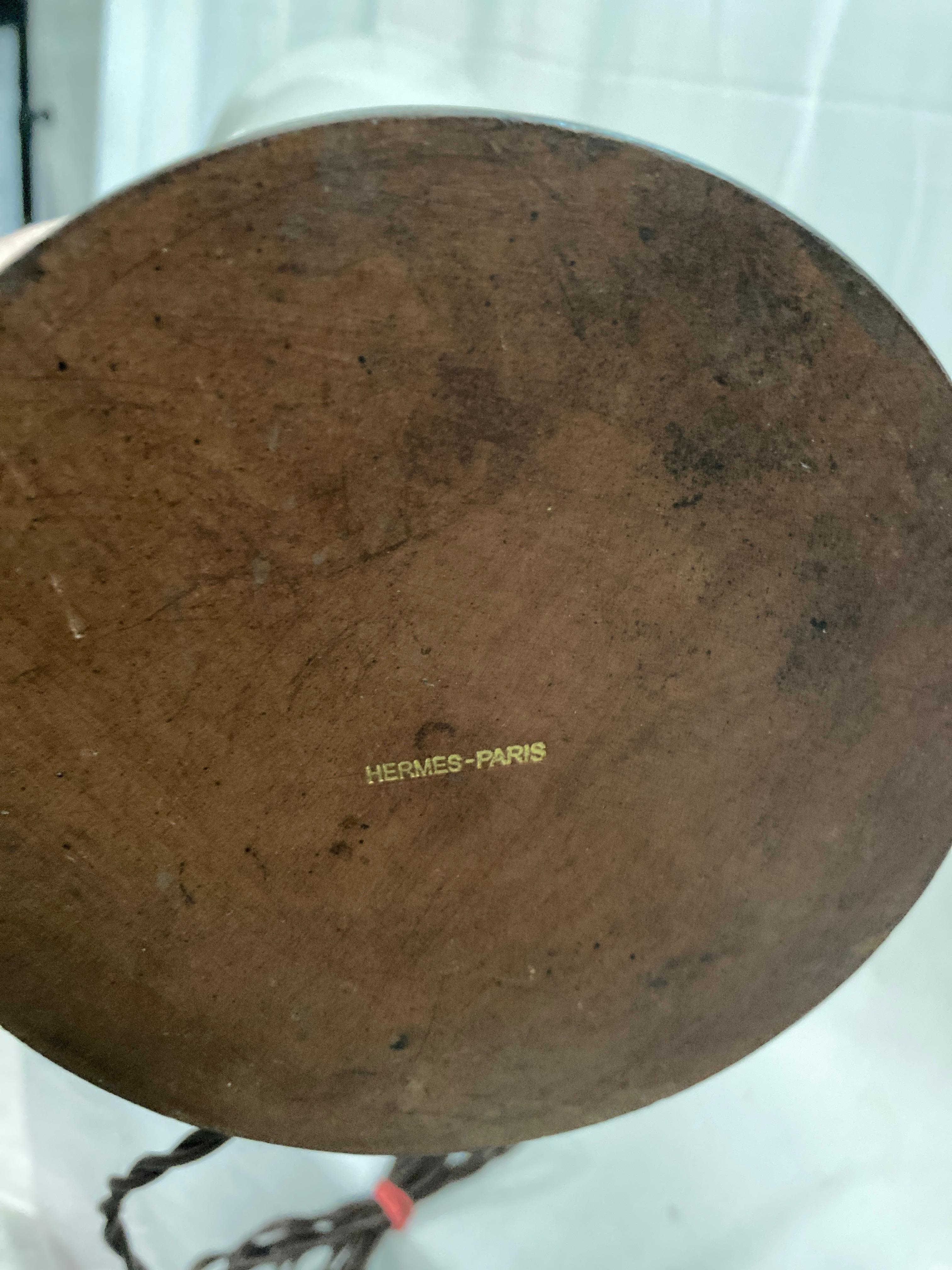 Stitched leather table lamp by Paul Dupré-Lafon for Hermès For Sale 3
