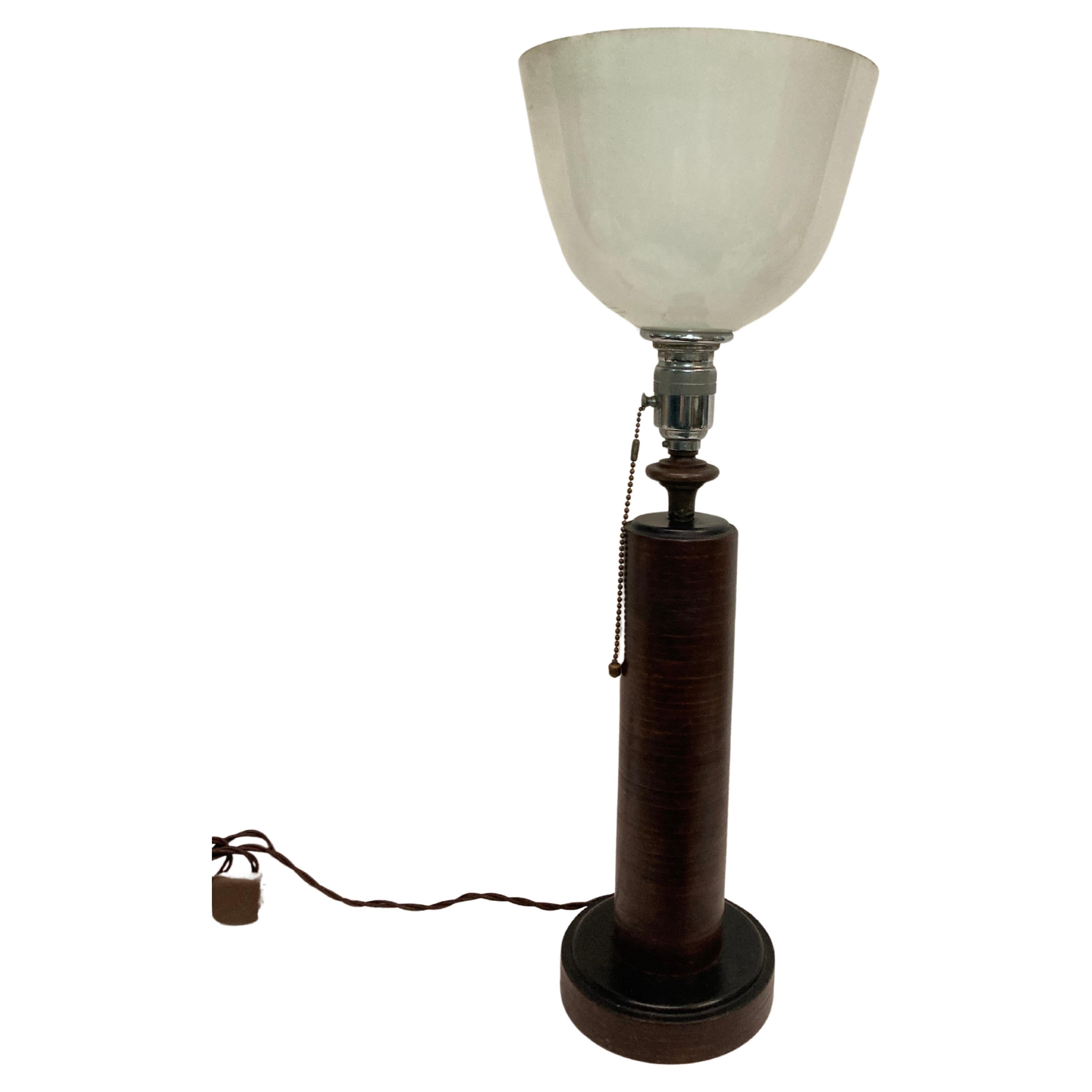 Stitched leather table lamp by Paul Dupré-Lafon for Hermès
