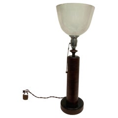 Vintage Stitched leather table lamp by Paul Dupré-Lafon for Hermès