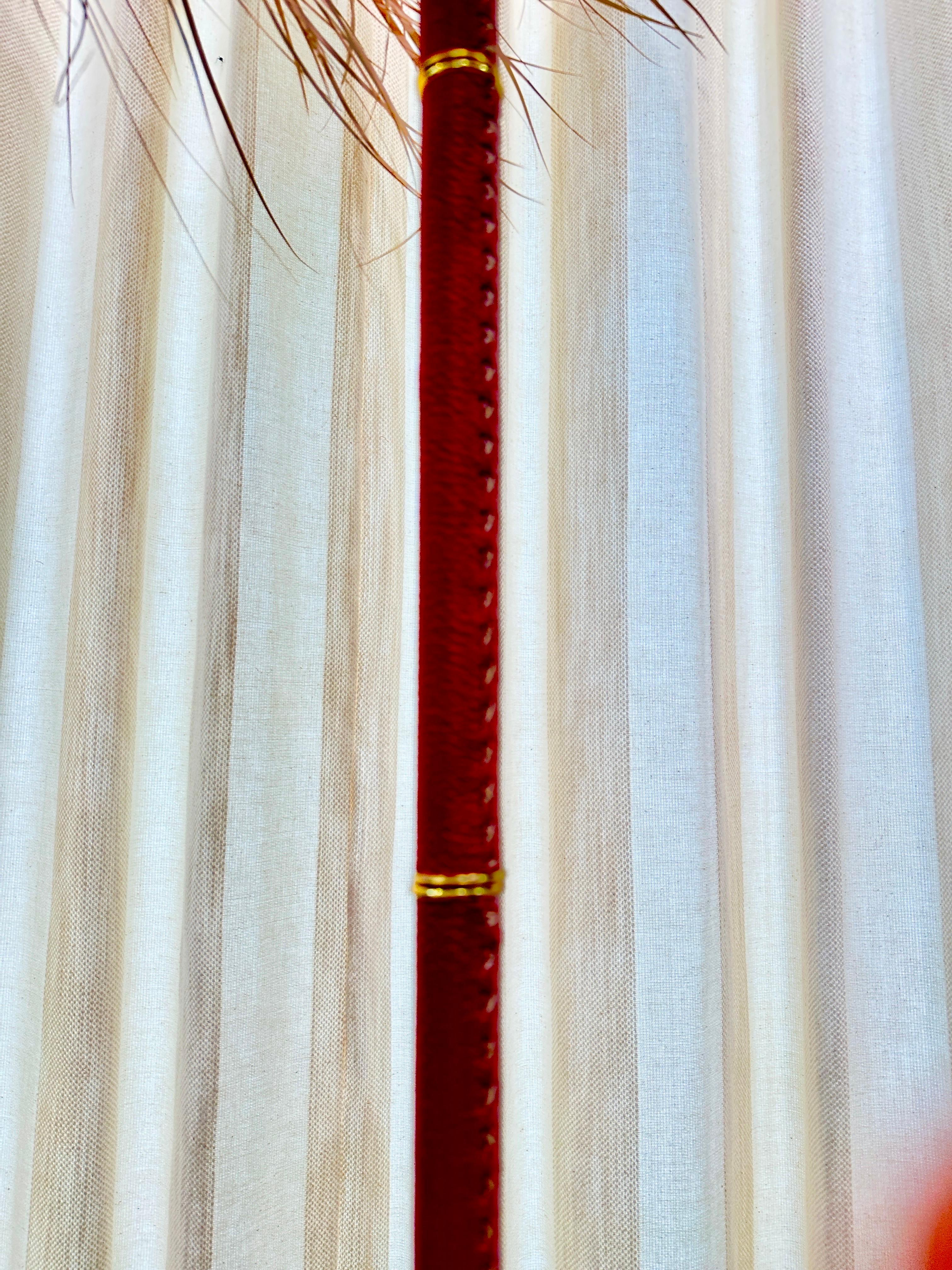 Stitched Leather Tall Floor Lamp in the Style of Adnet For Sale 2
