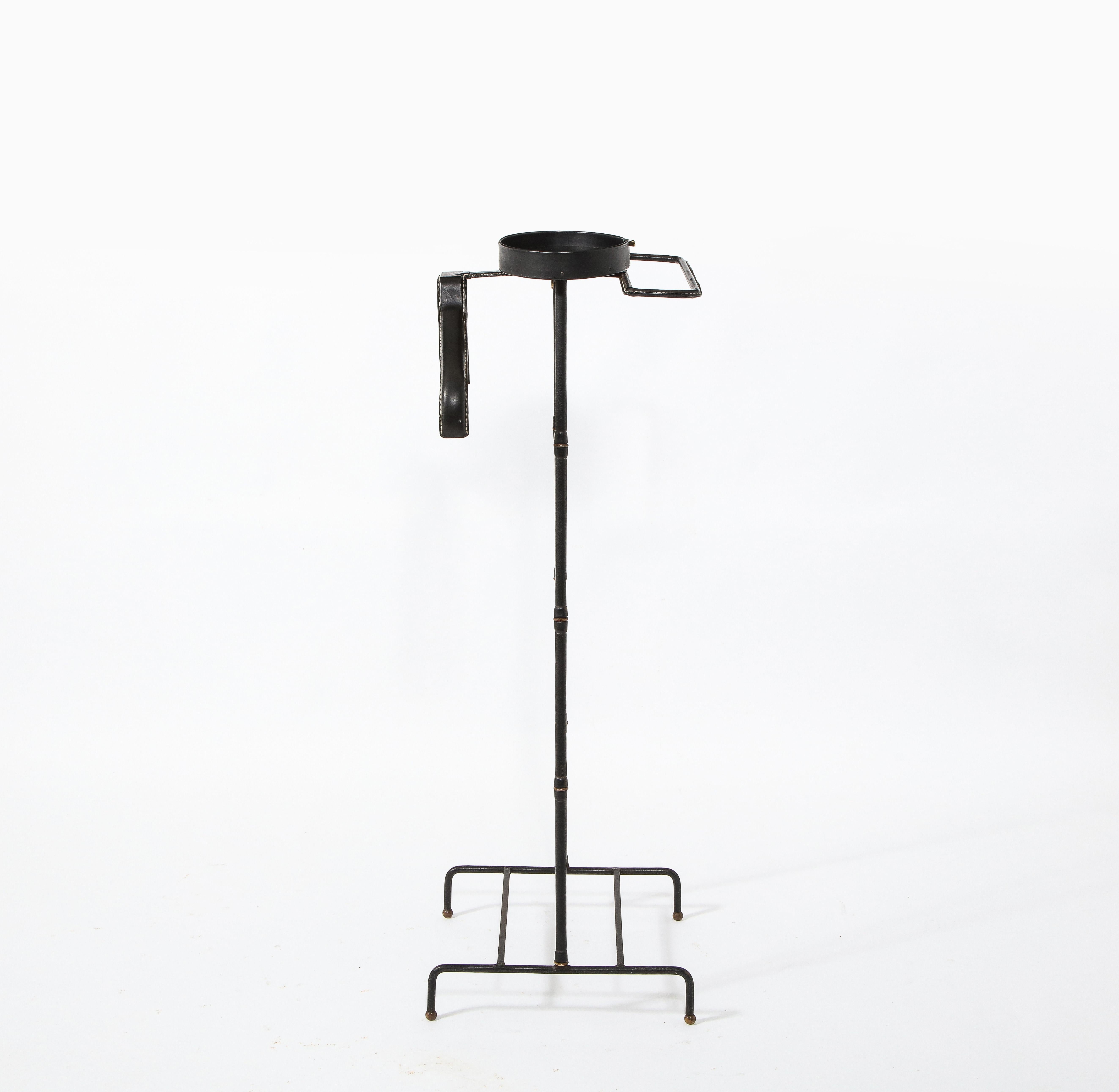 Stitched Leather Valet Stand by Jacques Adnet, France 1960's 3