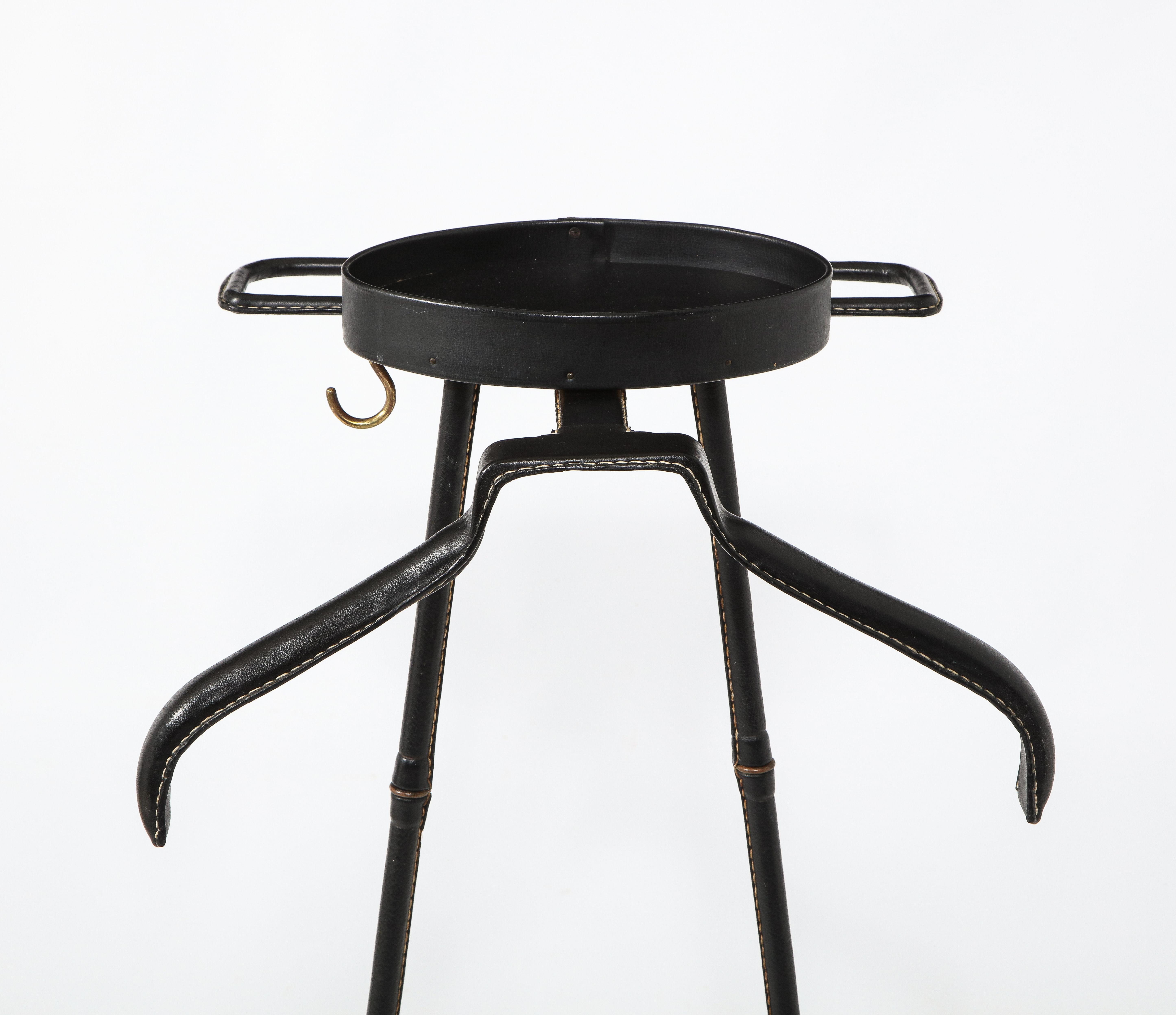Stitched Leather Valet Stand by Jacques Adnet, France 1960's 5
