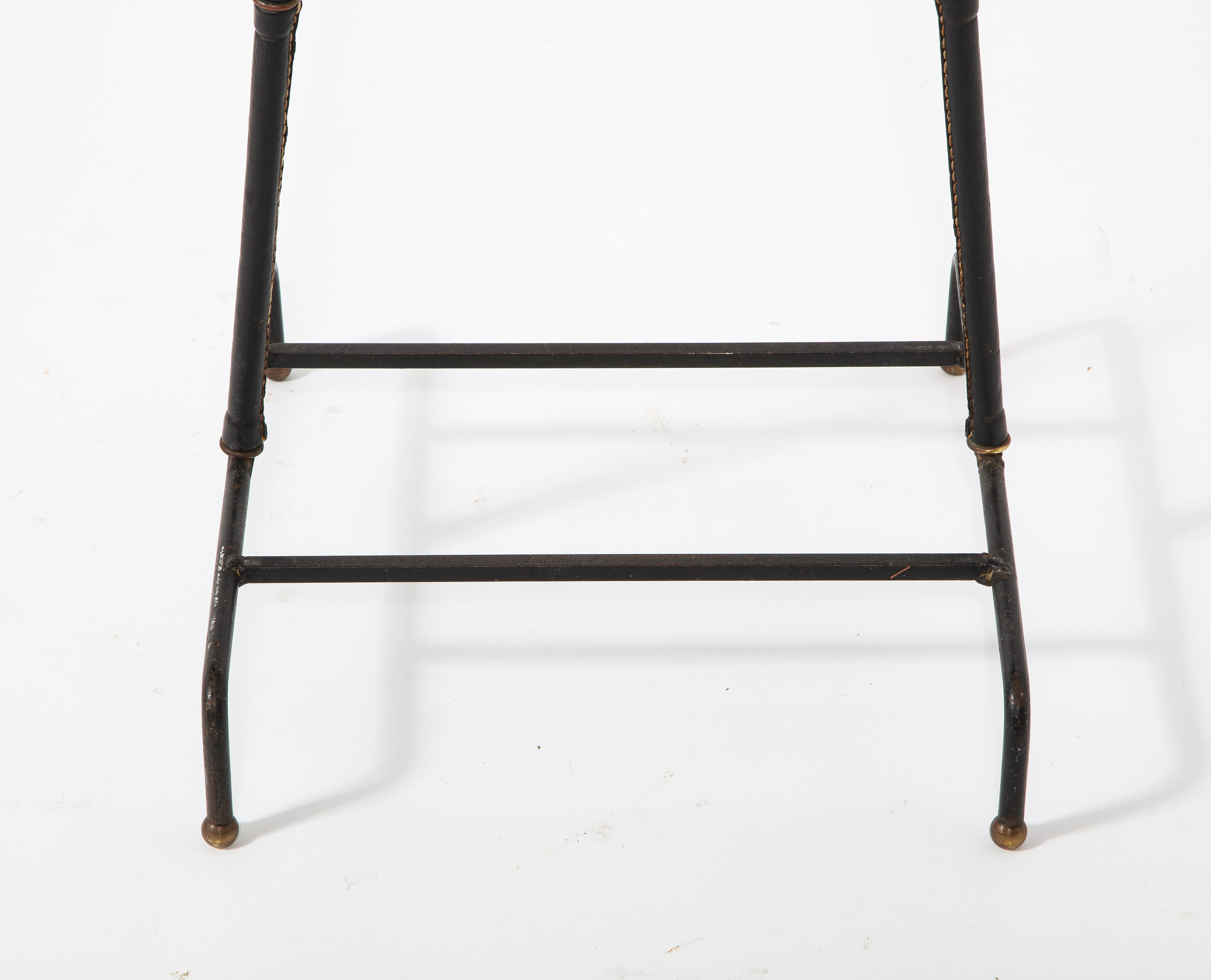 Stitched Leather Valet Stand by Jacques Adnet, France 1960's 6