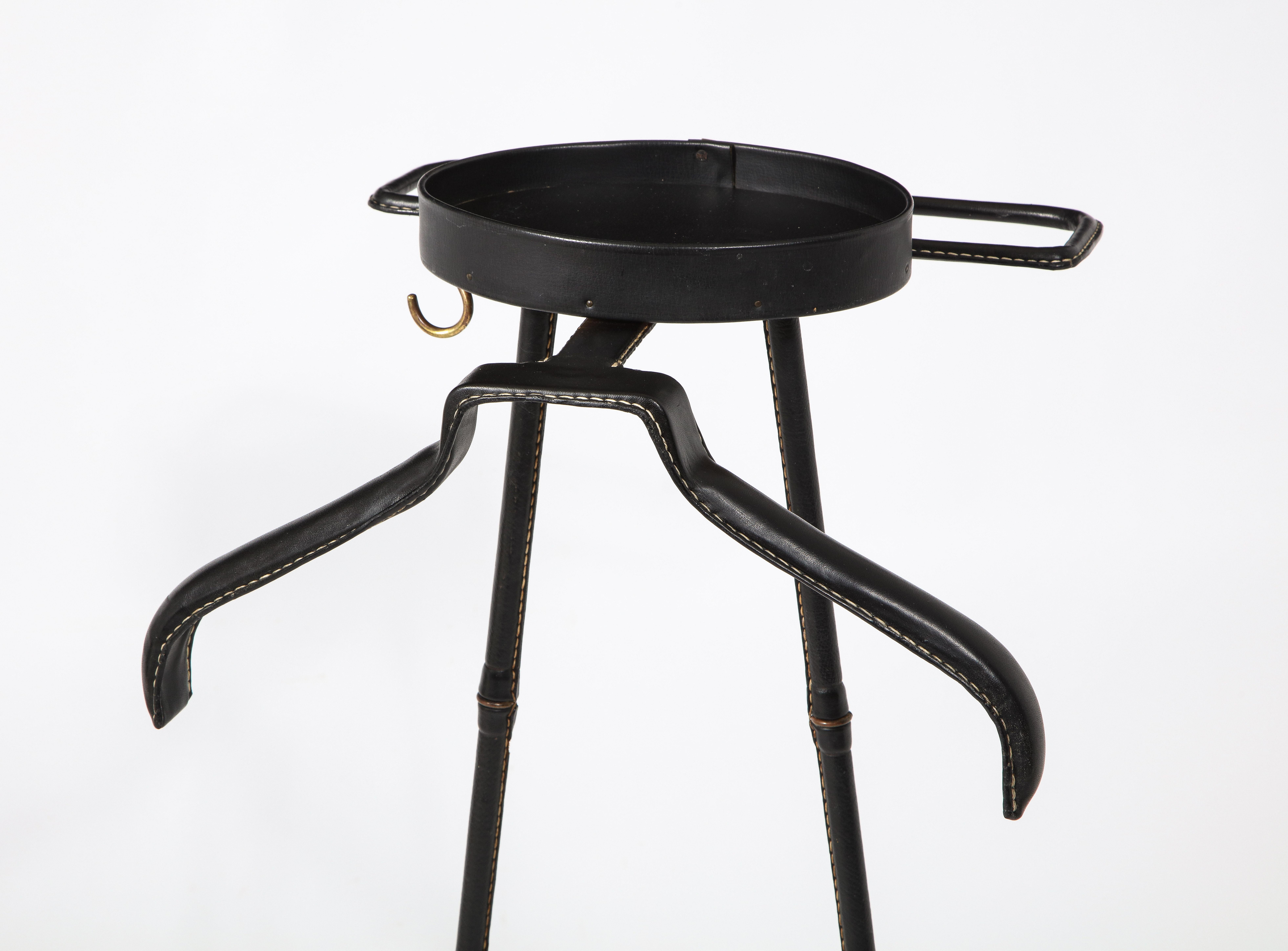 Stitched Leather Valet Stand by Jacques Adnet, France 1960's 7