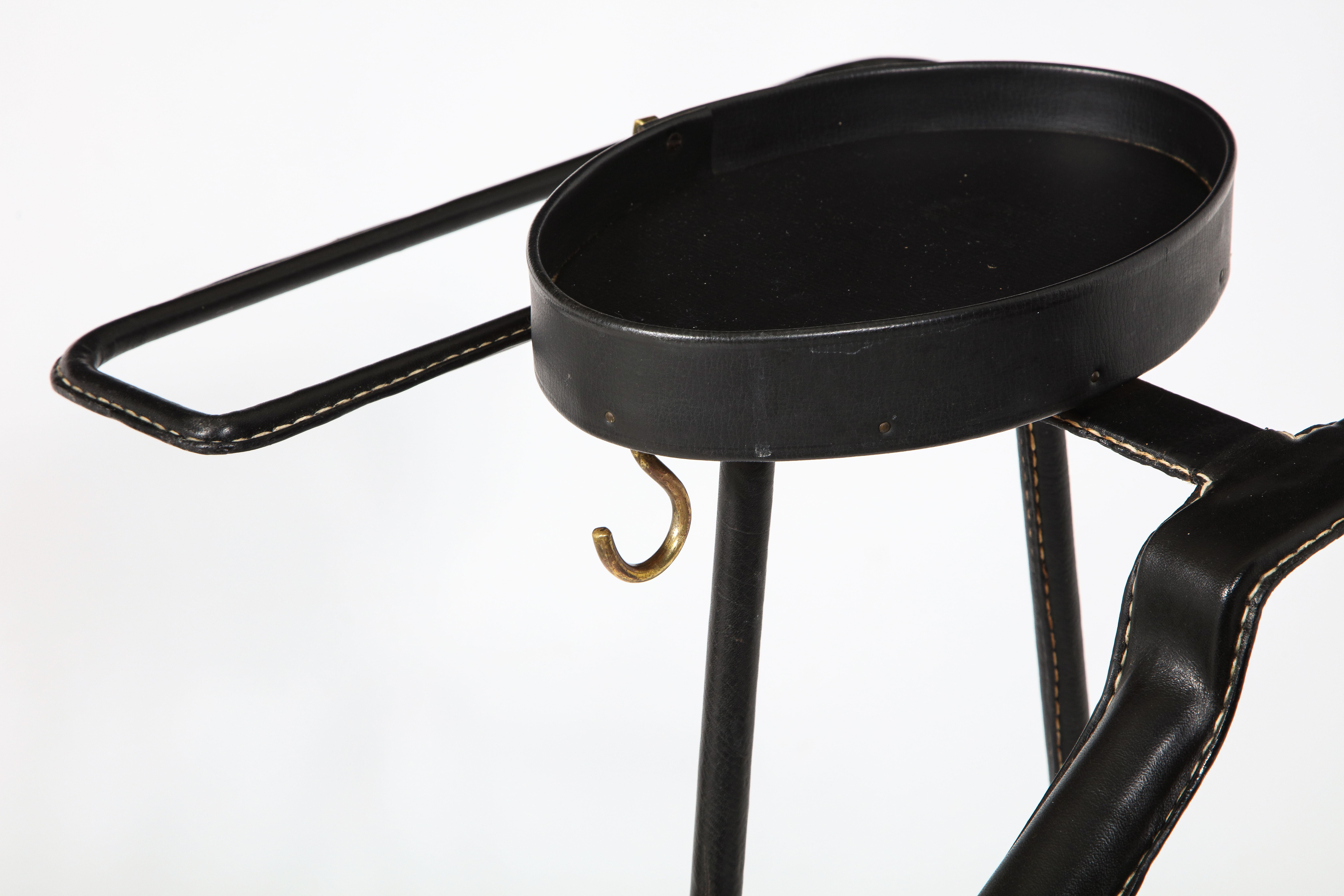 Stitched Leather Valet Stand by Jacques Adnet, France 1960's 13