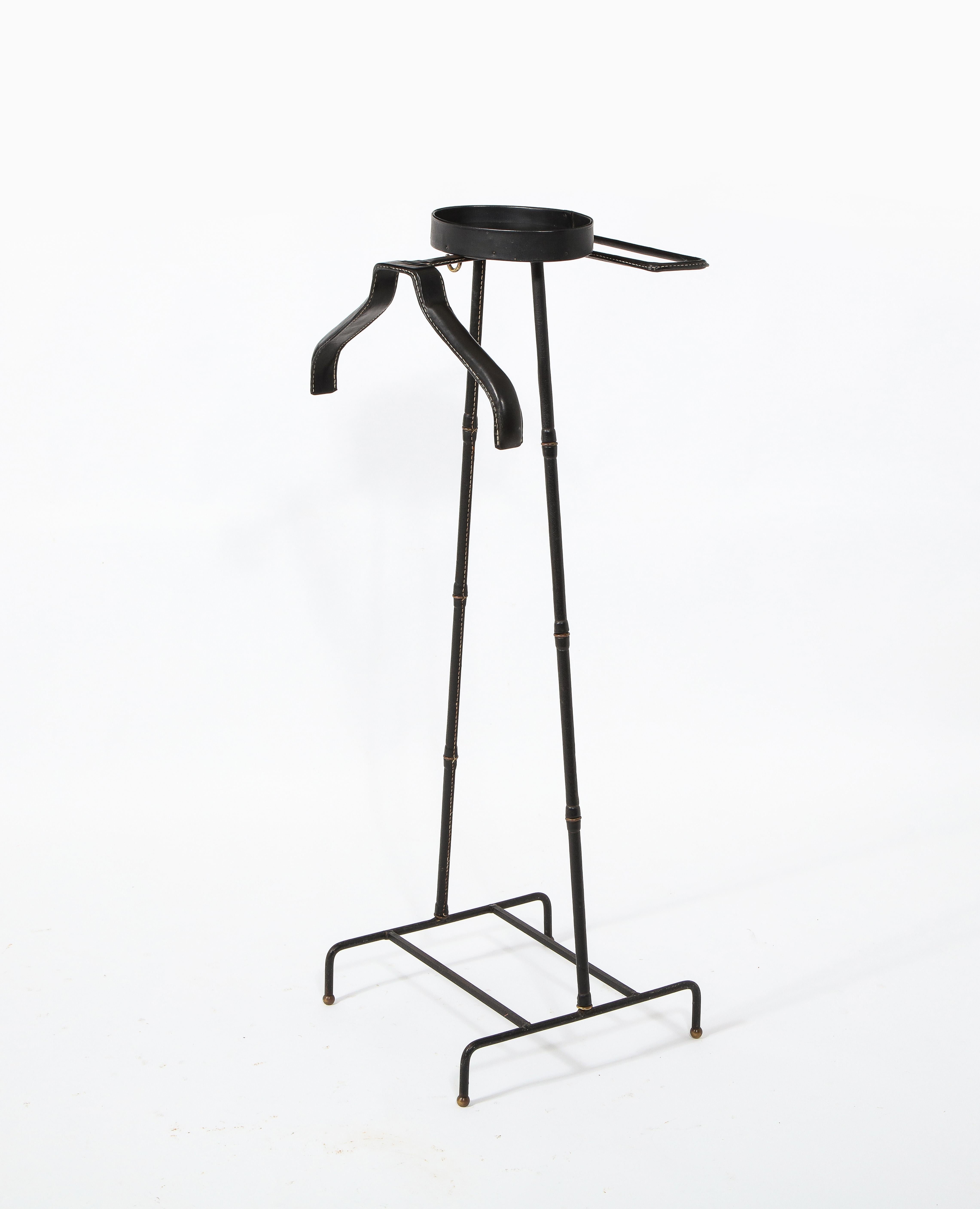 Stitched Leather Valet Stand by Jacques Adnet, France 1960's 1