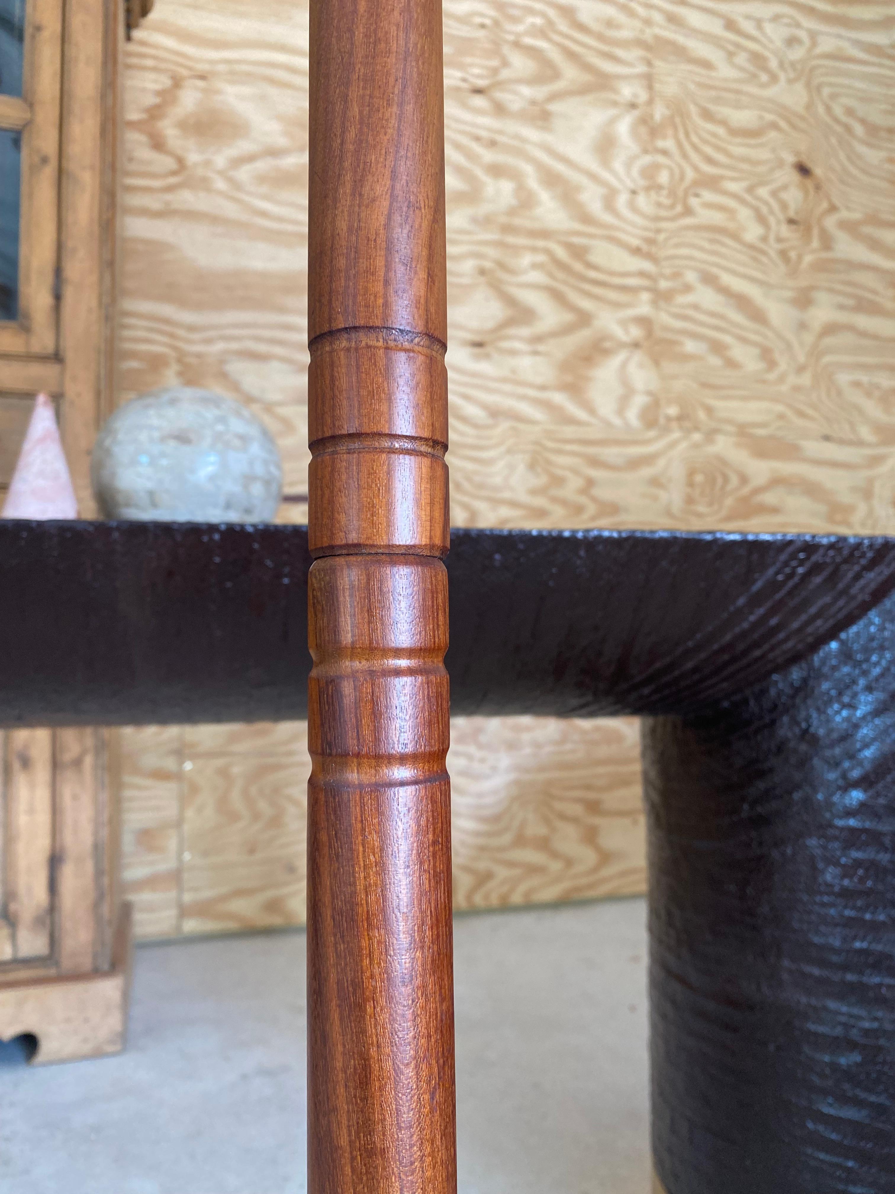Stitched Rawhide Shade Teak Floor Lamp For Sale 3