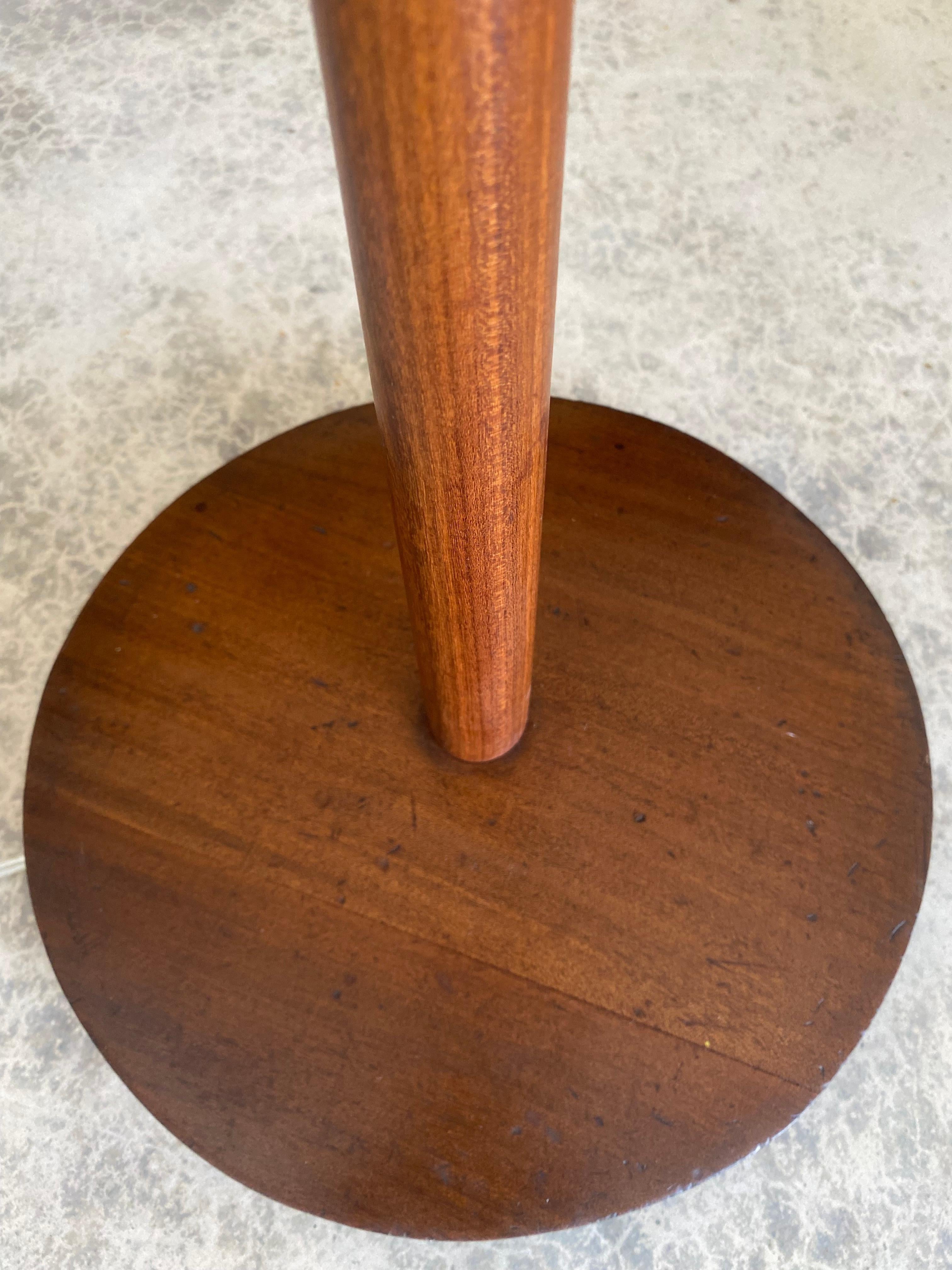 Stitched Rawhide Shade Teak Floor Lamp For Sale 7