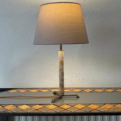 Stitched Suede & Bronze Table Lamp - German, c1960s