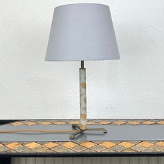 Stitched Suede 
Bronze Table Lamp - German, c1960s