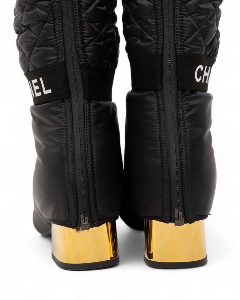 Stivali Chanel Double Trapuntato Nylon Nero For Sale at 1stDibs