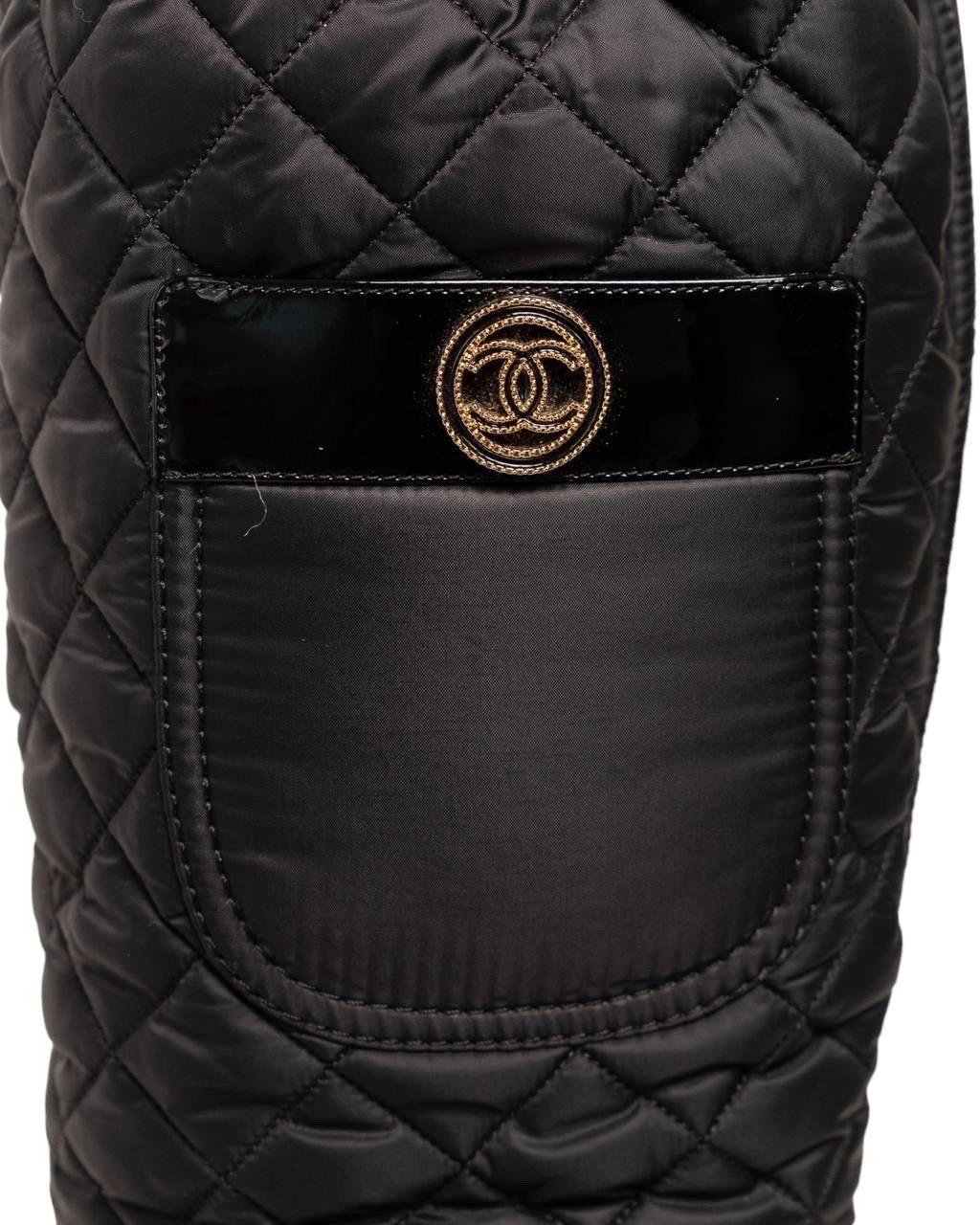 Stivali Chanel Double Trapuntato Nylon Nero in vendita 3