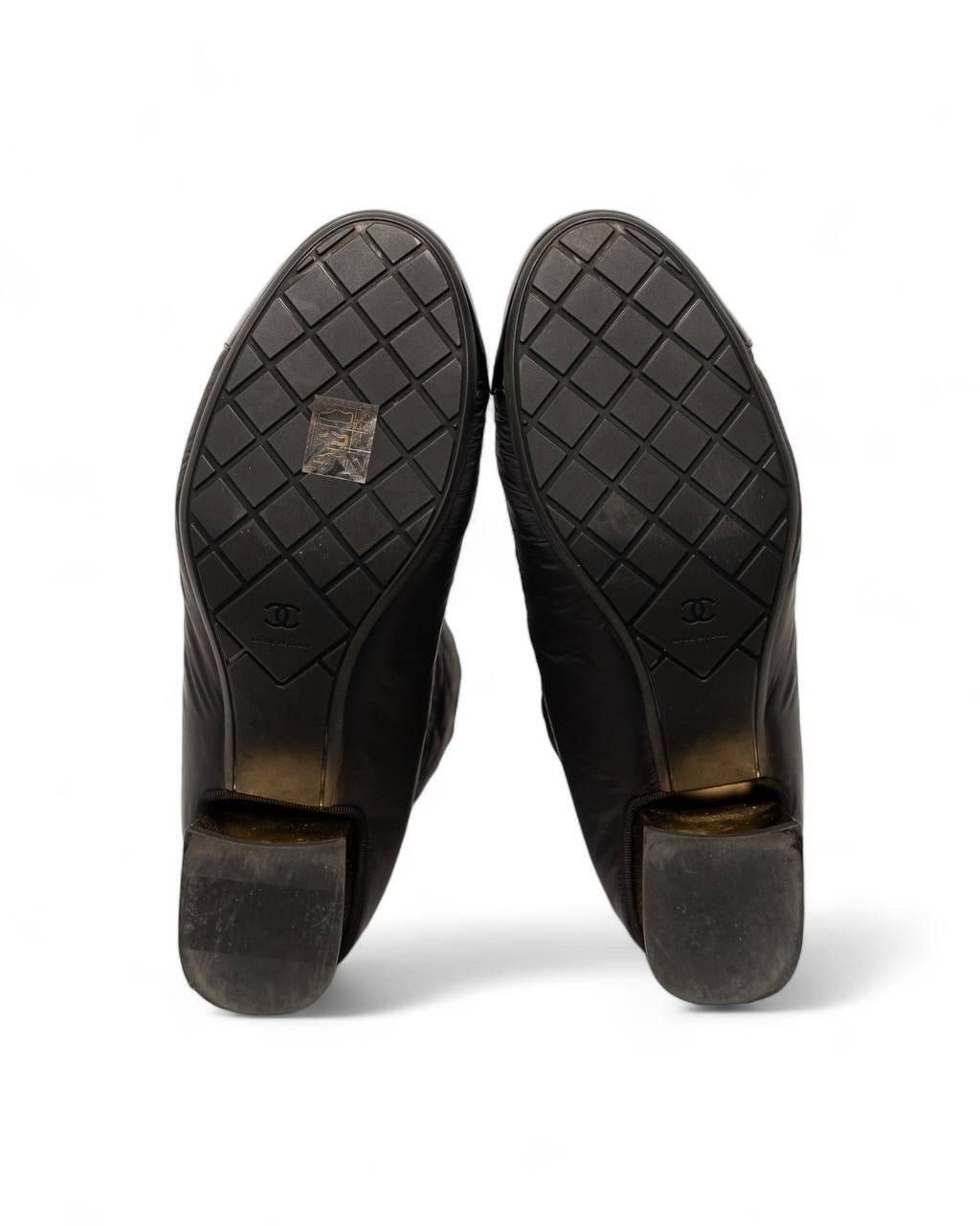 Stivali Chanel Double Trapuntato Nylon Nero in vendita 4