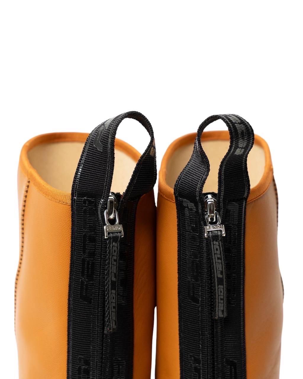 Brown Stivali Fendi Stivaletto Zip Logo Biscotto For Sale